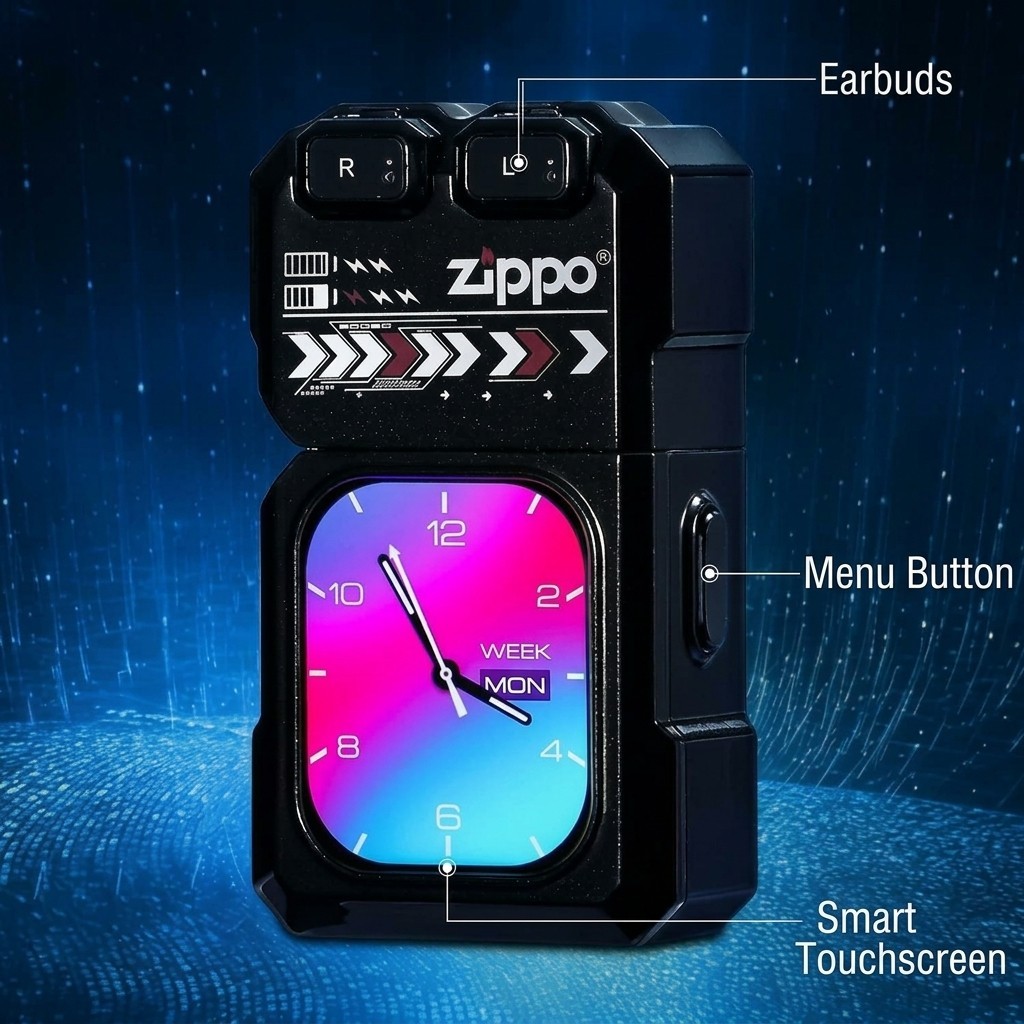 Smart Touchscreen Lighter Bluetooth Wireless Earbuds 3-in-1 Tech EDC Pocket Gift - view 3