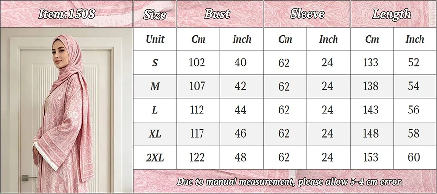 Fashion Printed Four-Way Stretch Open-Front Long Robe with Matching Headscarf - view 6