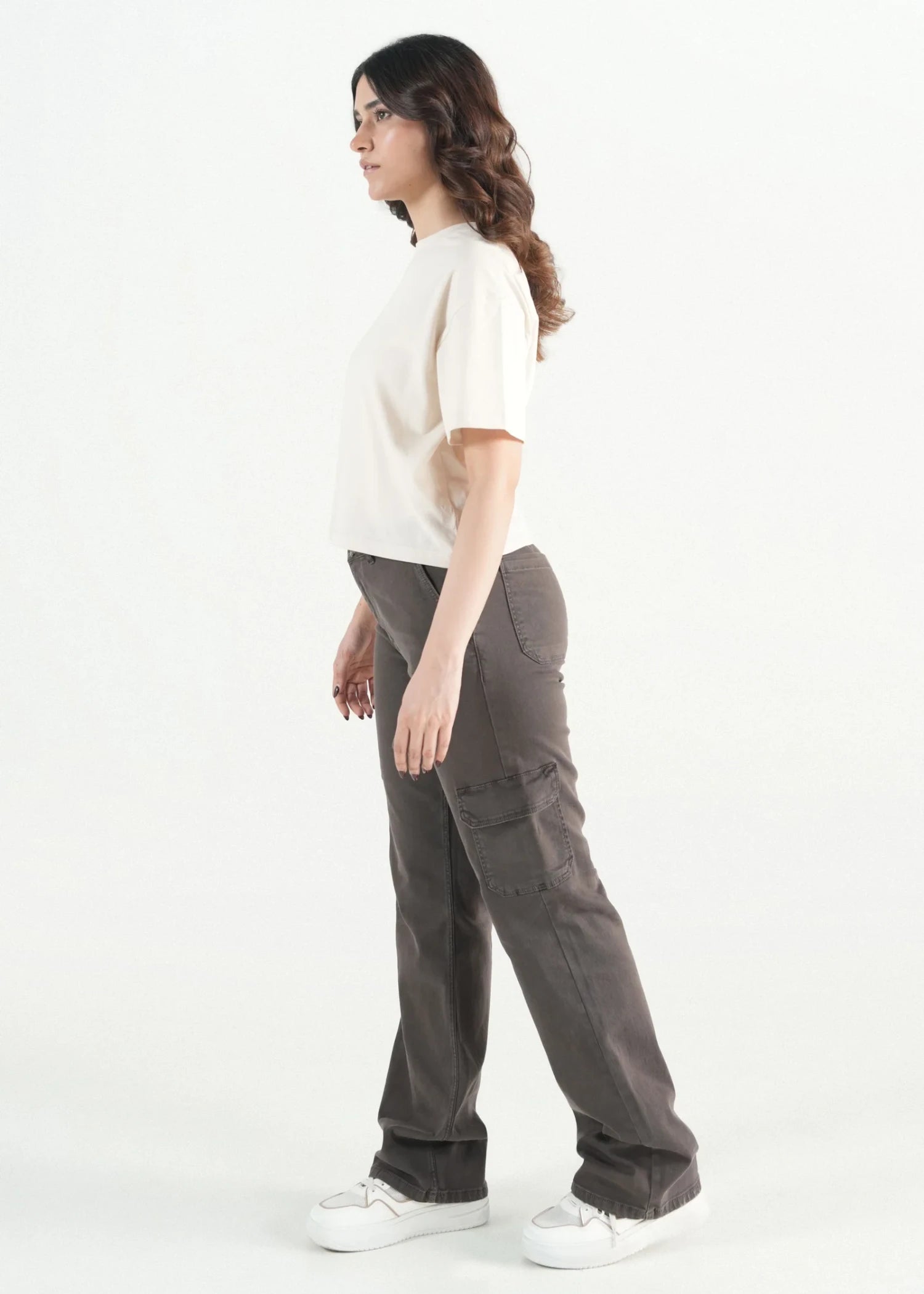 stretch denim Pants in Dark brown