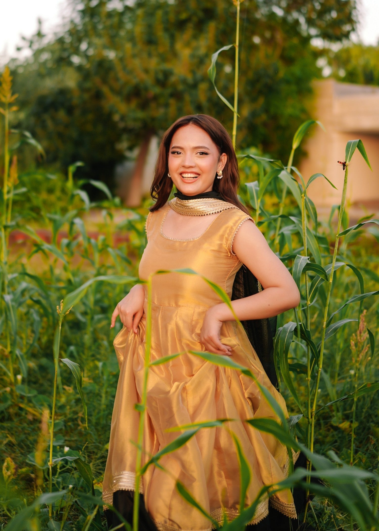 silk tissue Maxi in Goldenrod