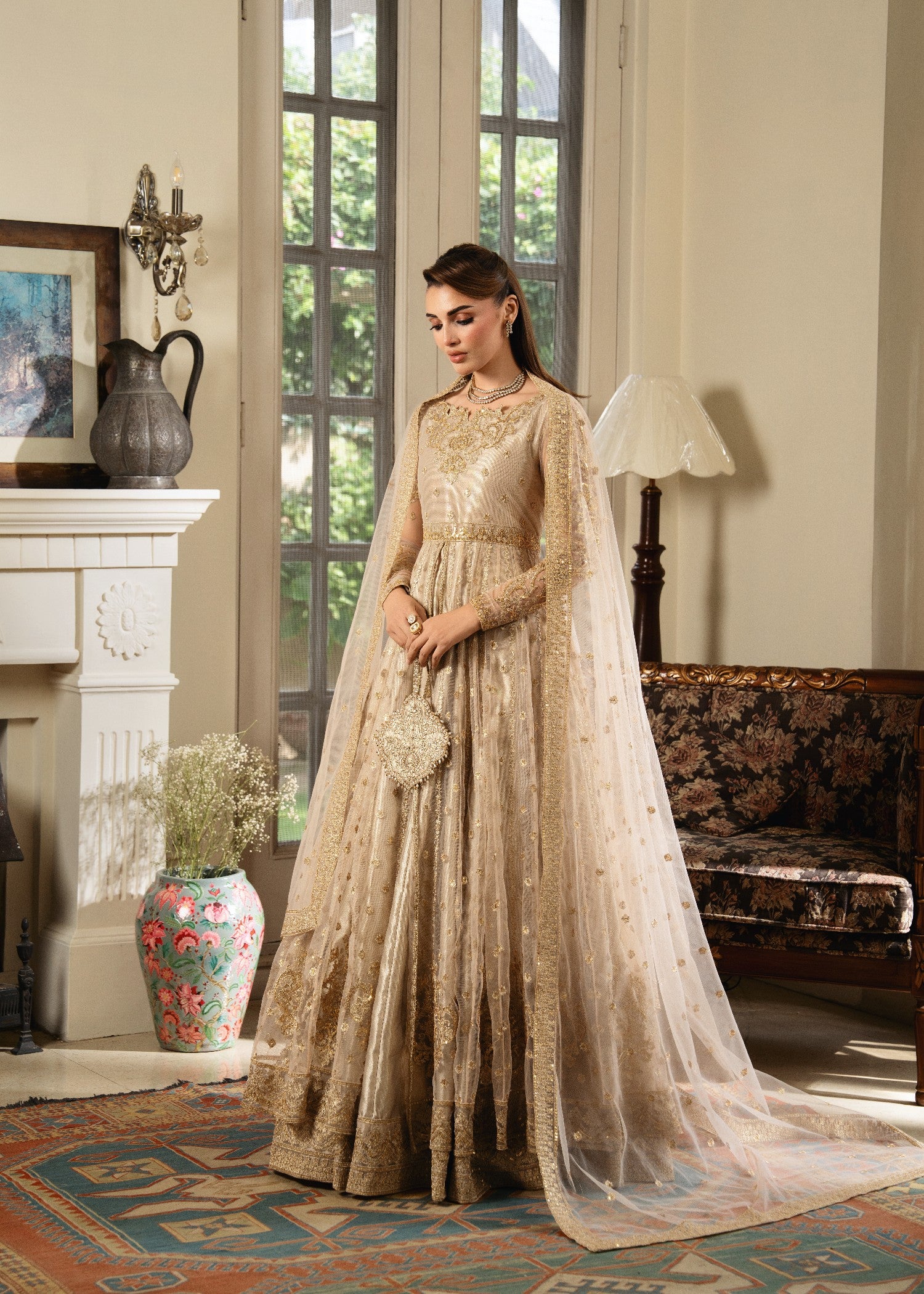 net Pishwas in Beige