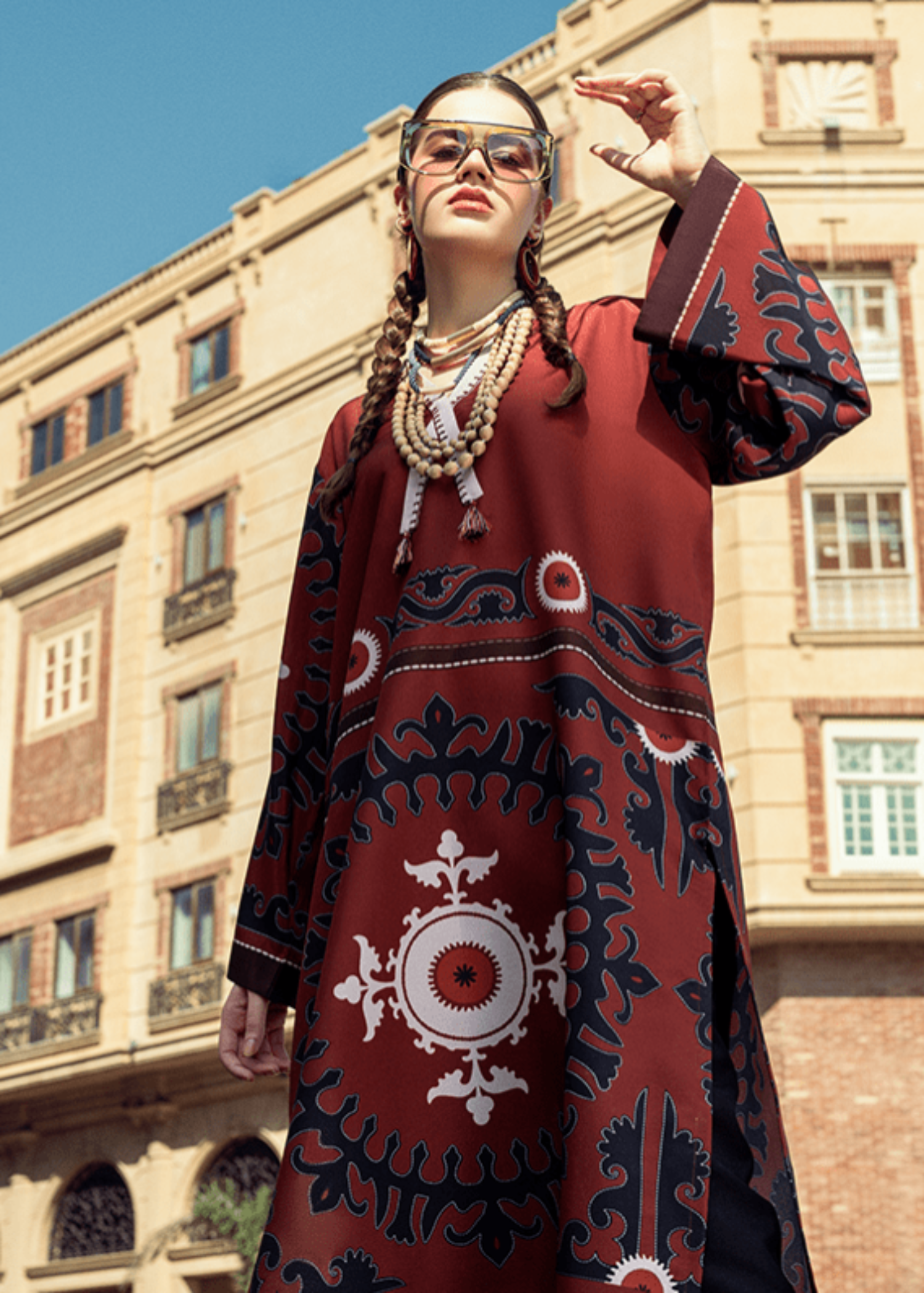 crepe silk Kurti in Wine red