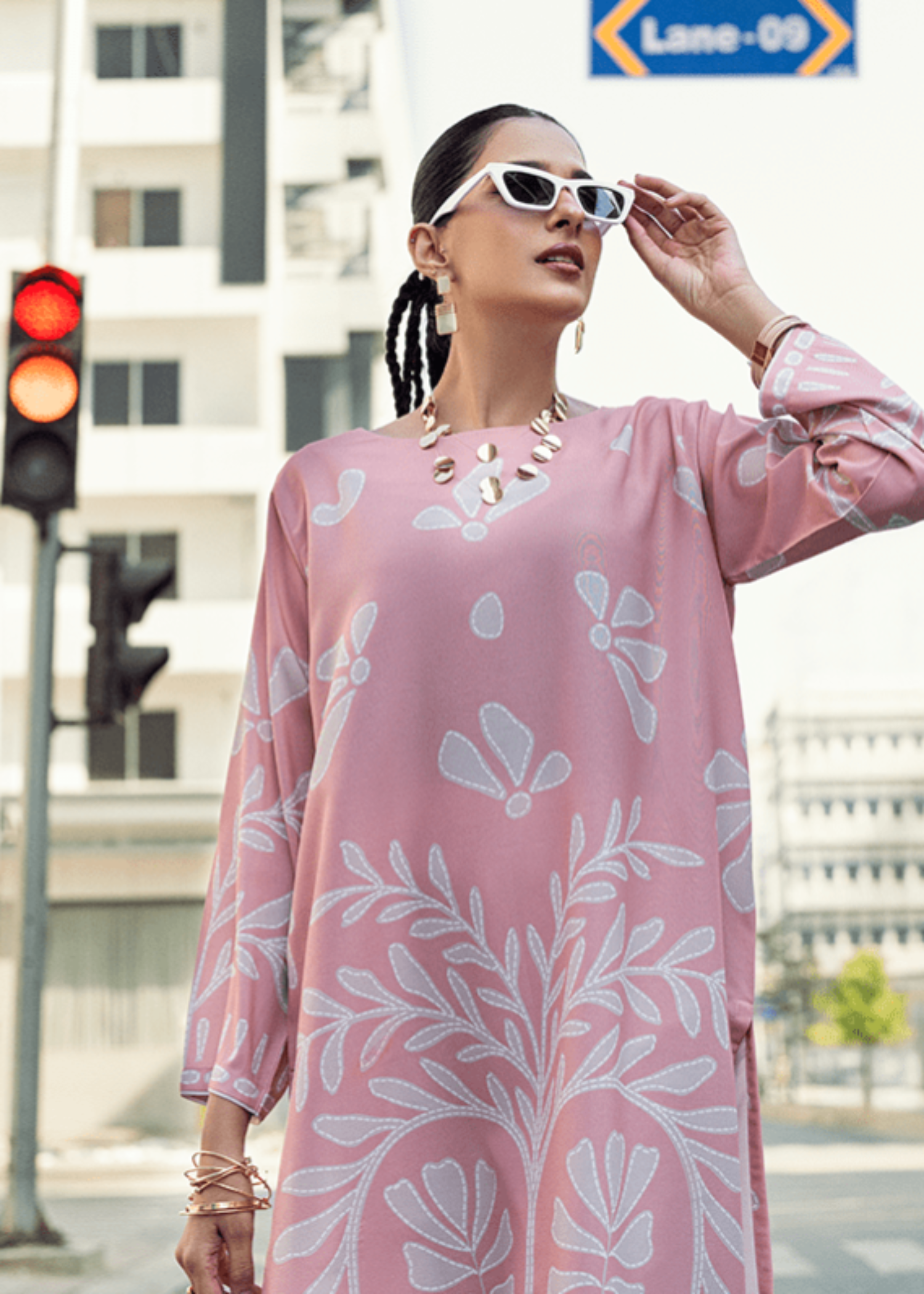 crepe silk Kurta Set in Pink sherbert