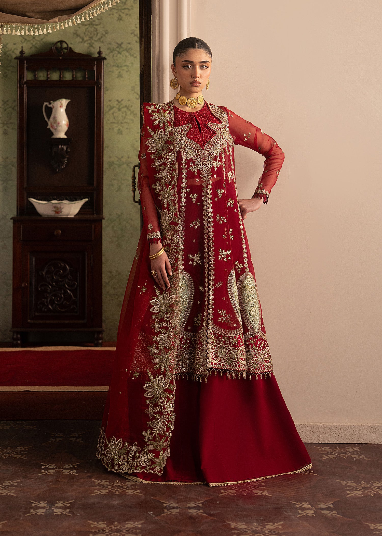 organza Sharara in Red