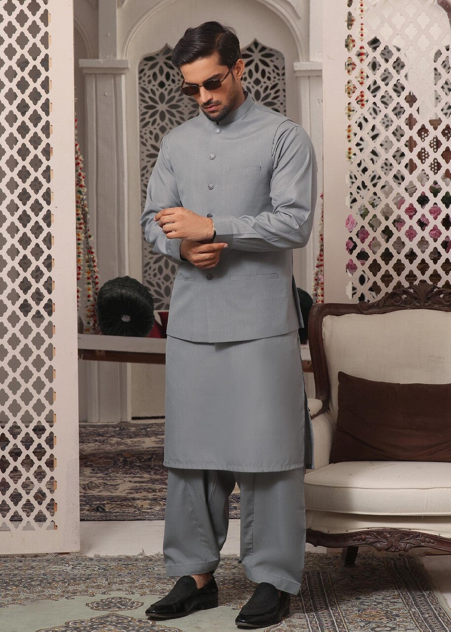 wash & wear Waistcoat in Slate grey