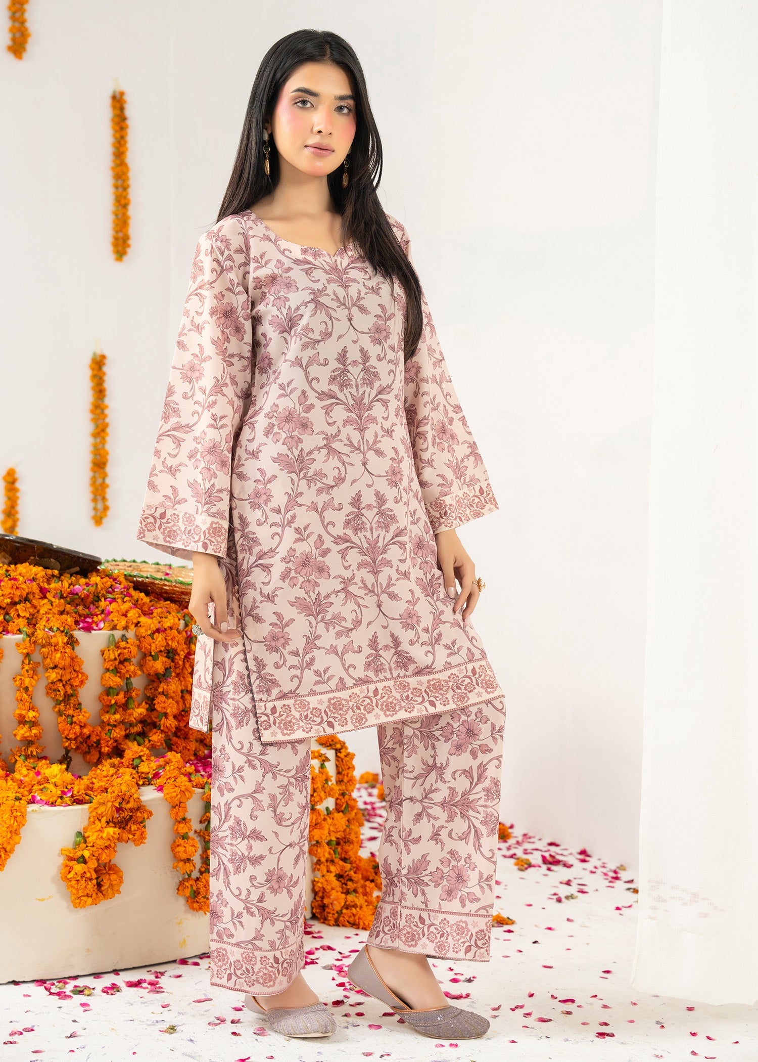 lawn Co Ord Sets in Tea rose pink
