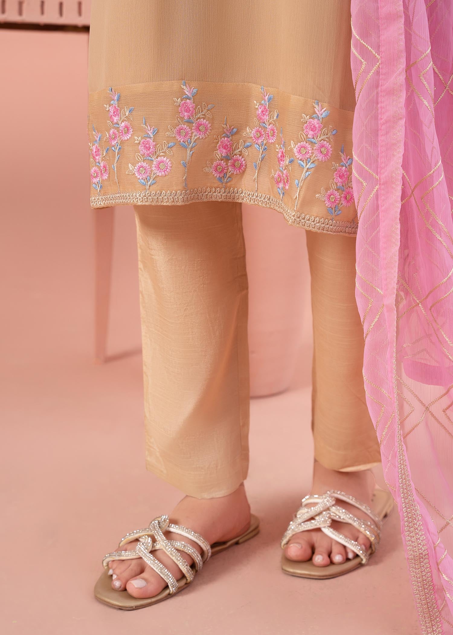 chiffon Kurta Set in Beige
