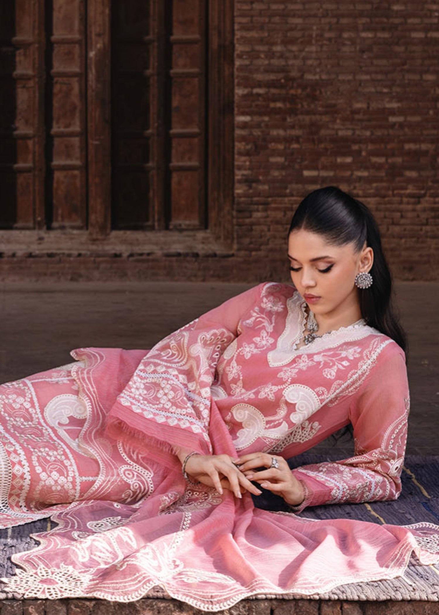 paper lawn Kurta Set in Blush pink