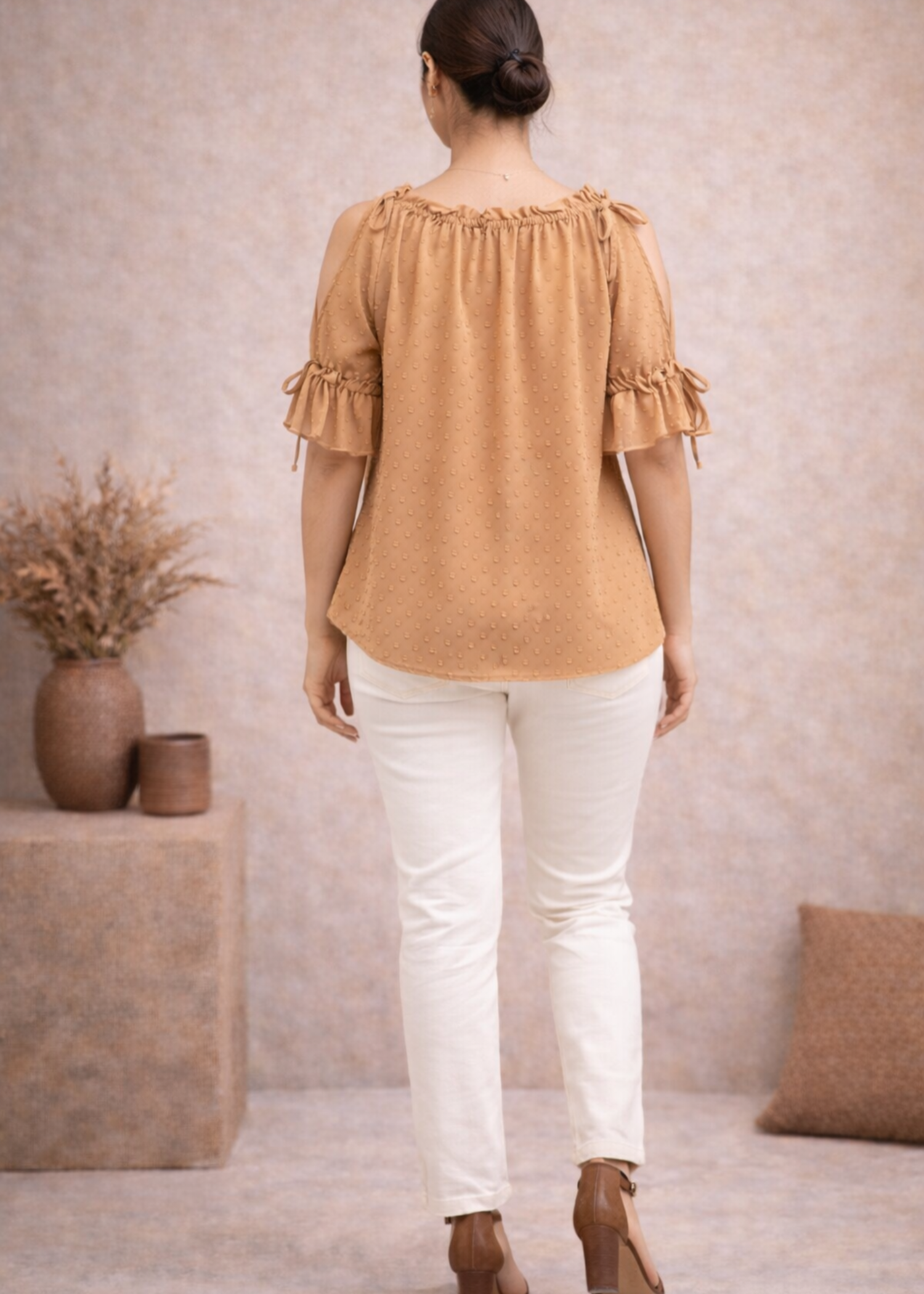 chiffon Top in Tan brown