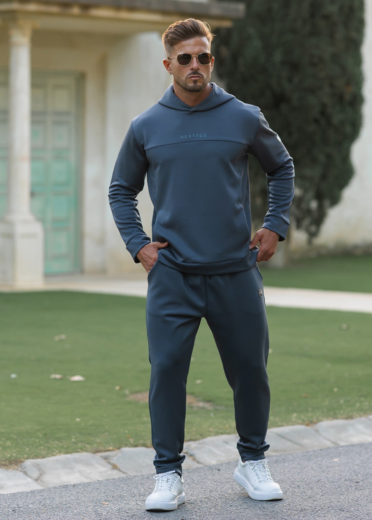 polyester-spandex Tracksuit in Steal grey