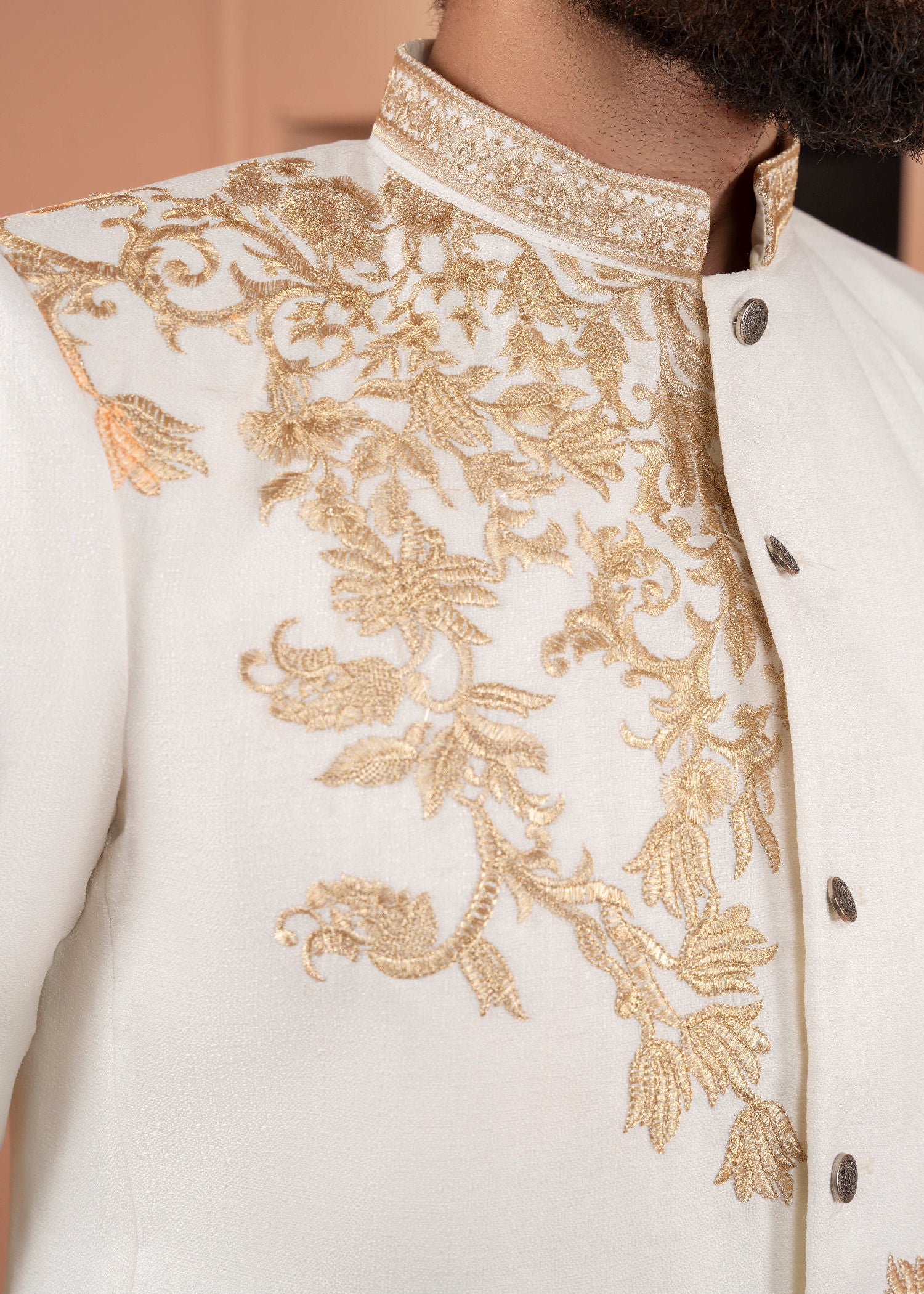jamawar Prince Coat in Eggshell