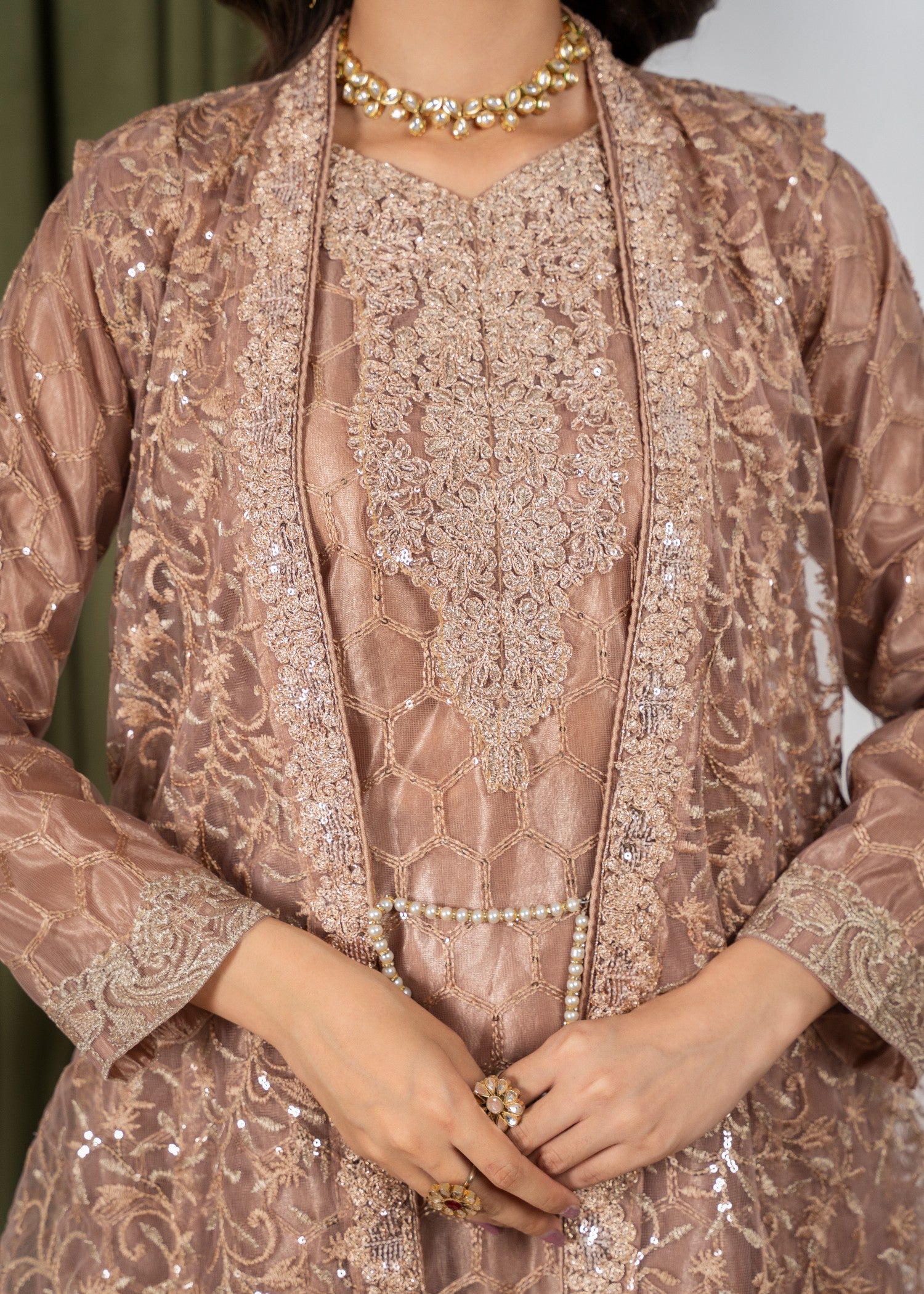 net Gown in Tan brown