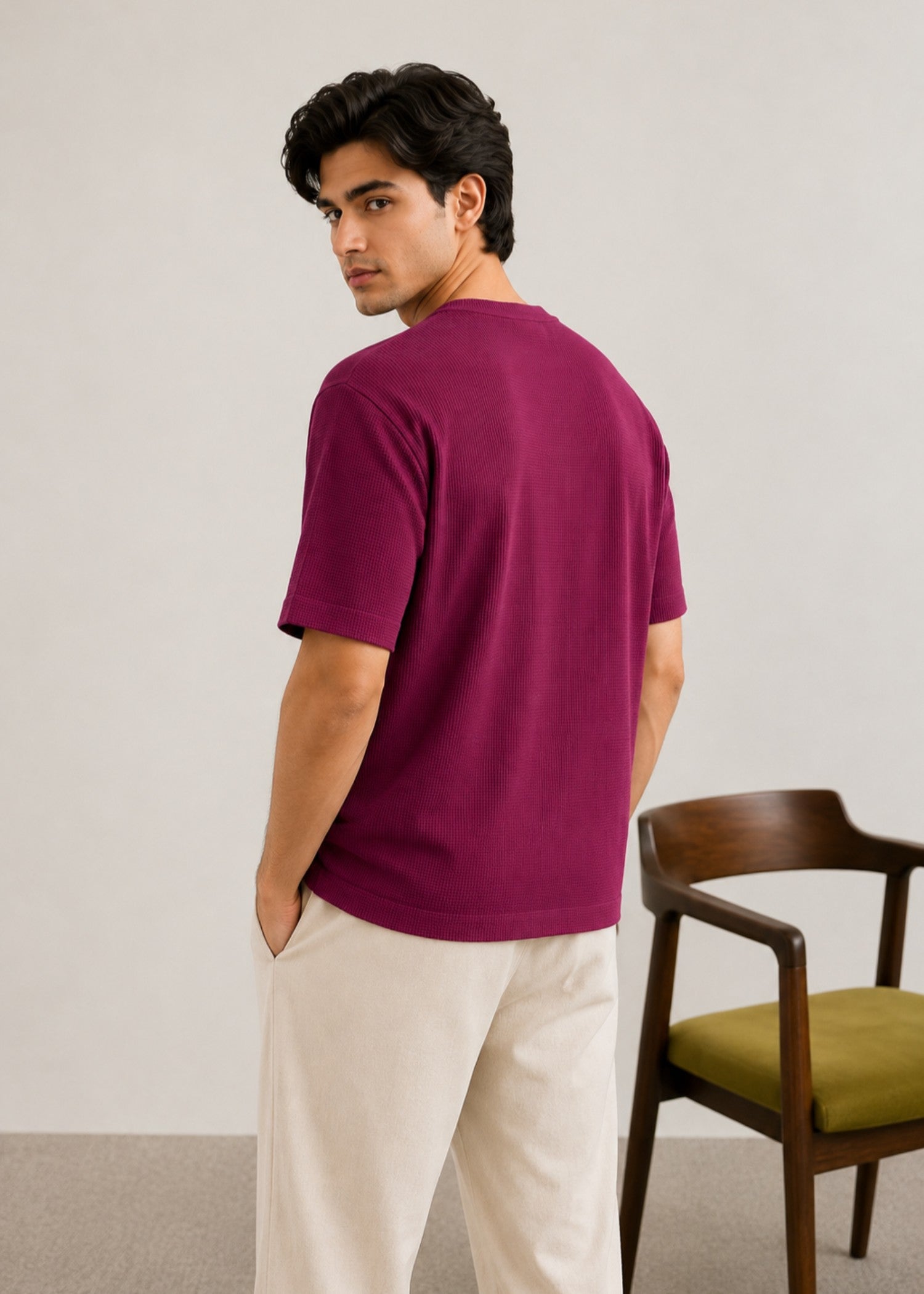 cotton T Shirt in Burgundy