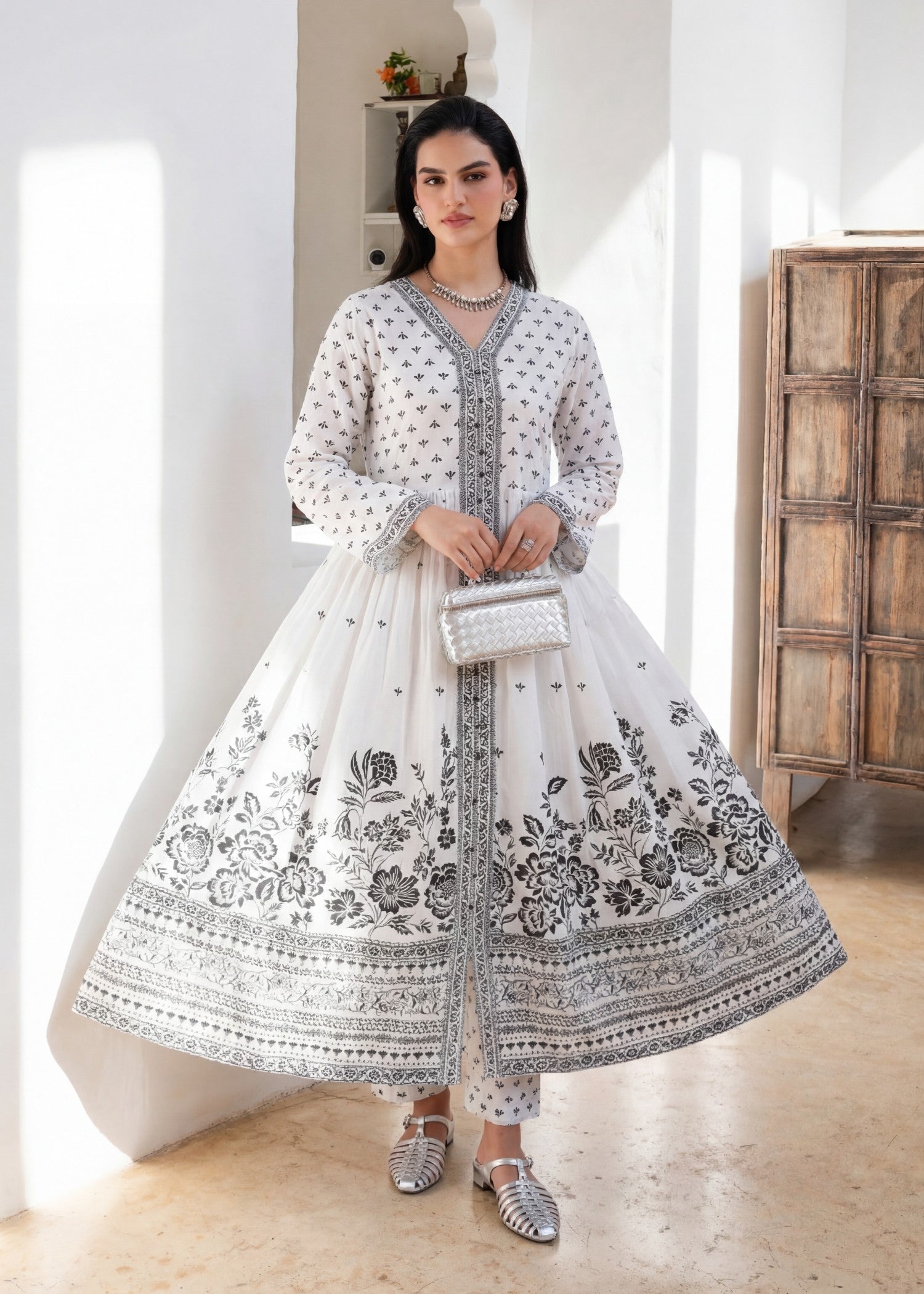 lawn Pishwas in White