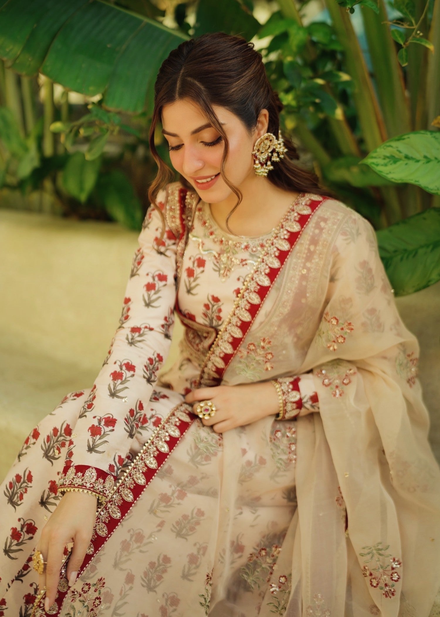 raw silk Maxi in Cream