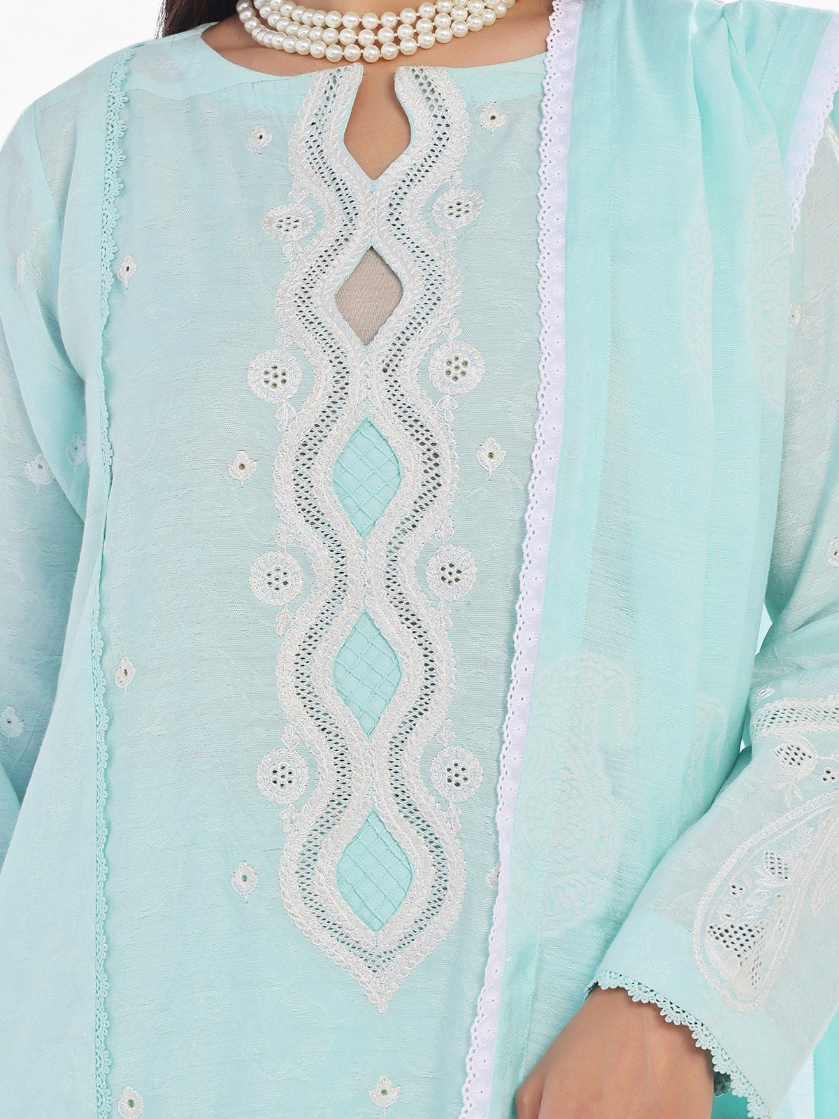 cotton silk Kurta Set in Light blue