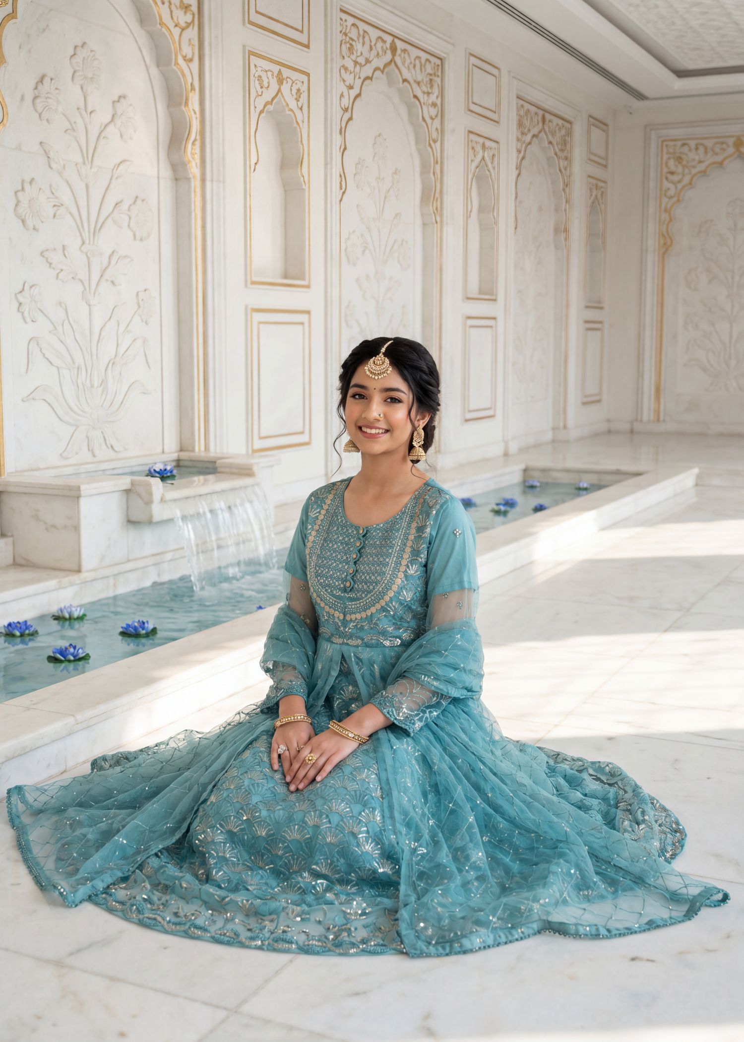 net Pishwas in Turquoise