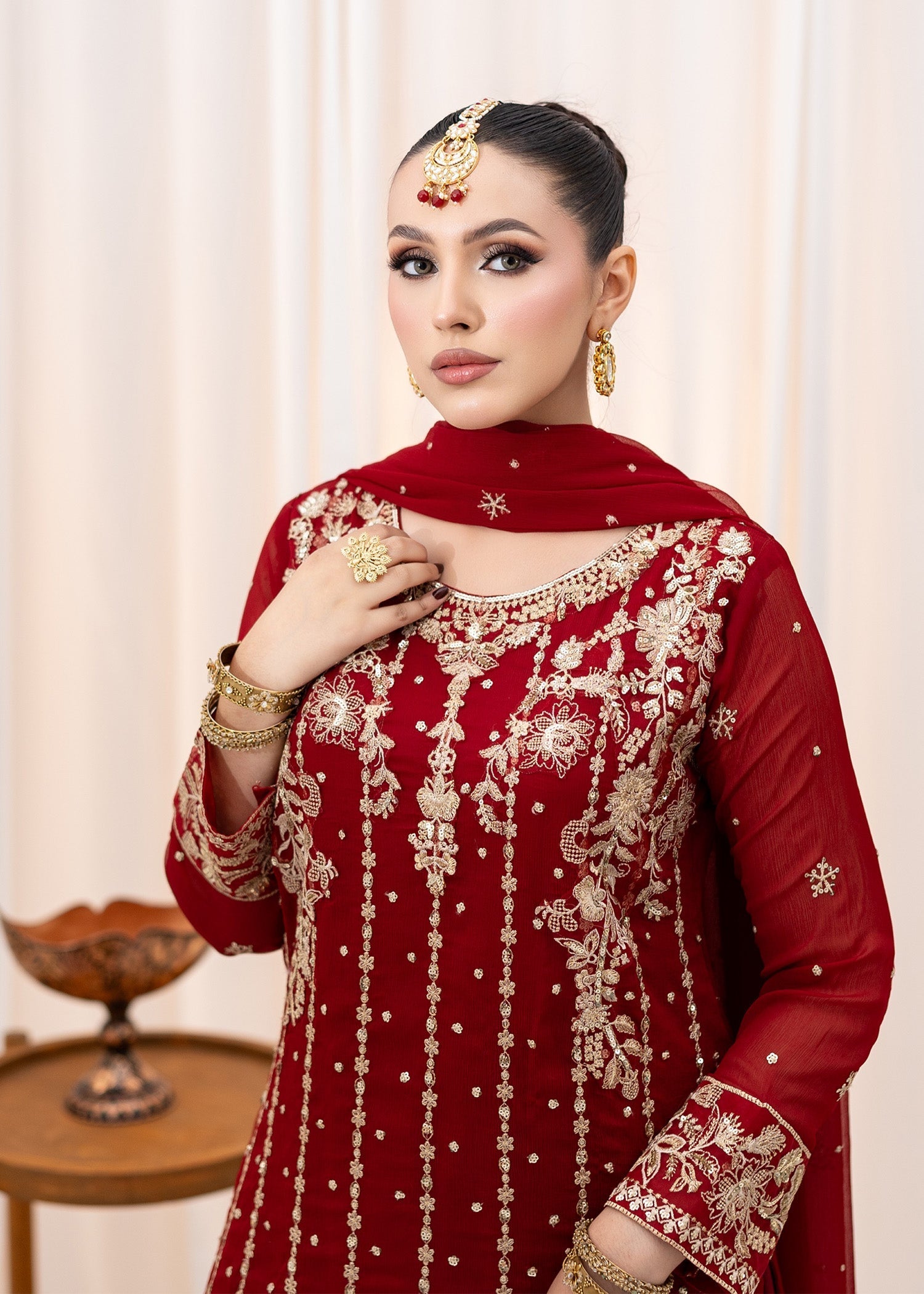 chiffon Lehenga in Maroon