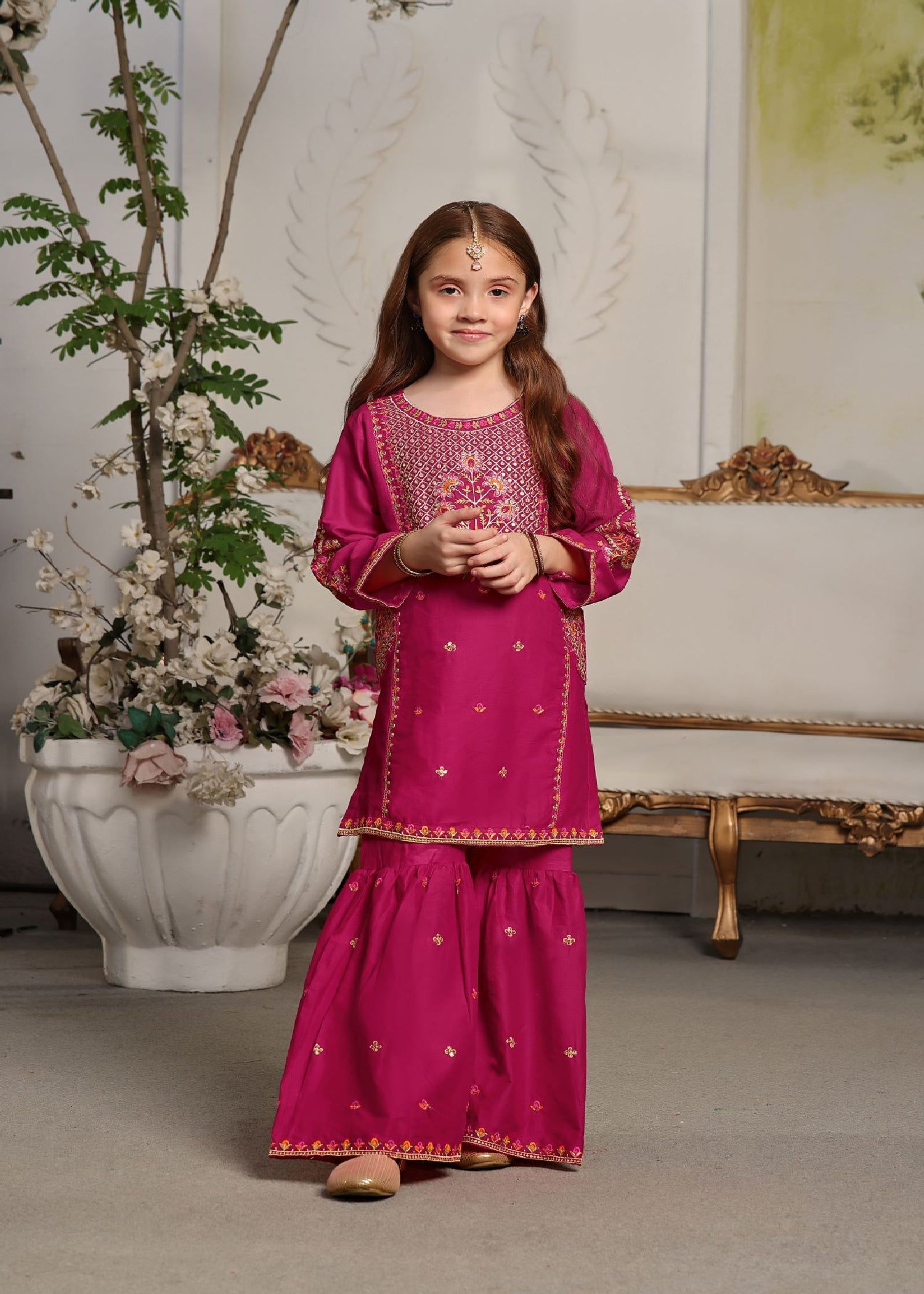 lawn Gharara in Pink