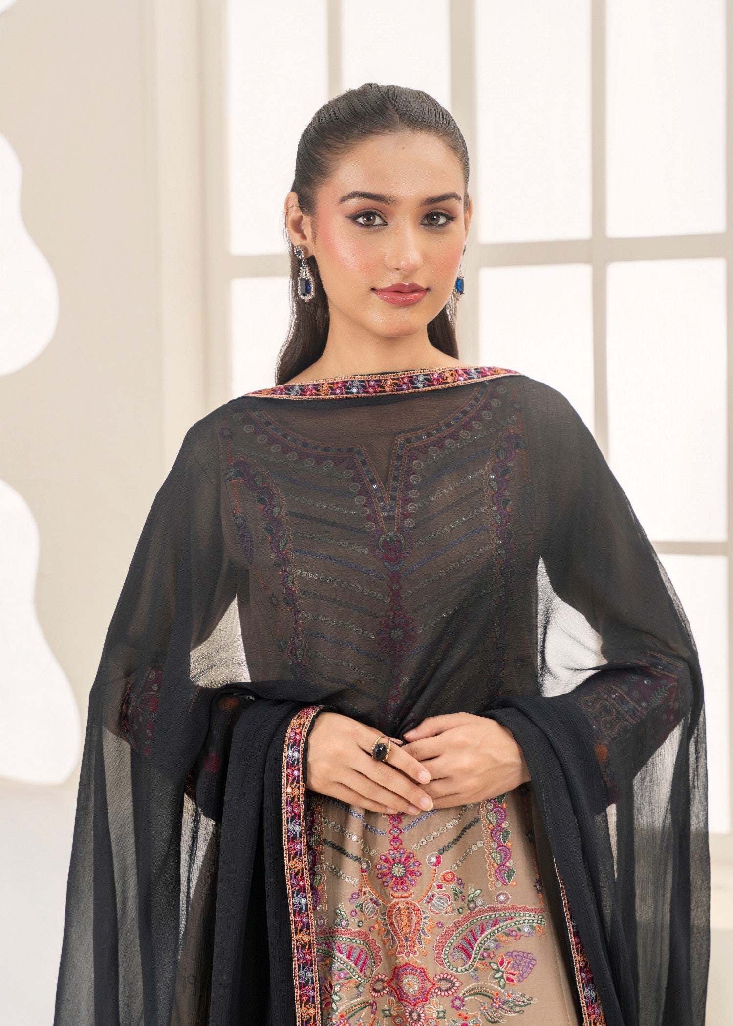 cotton Pishwas in Almond brown