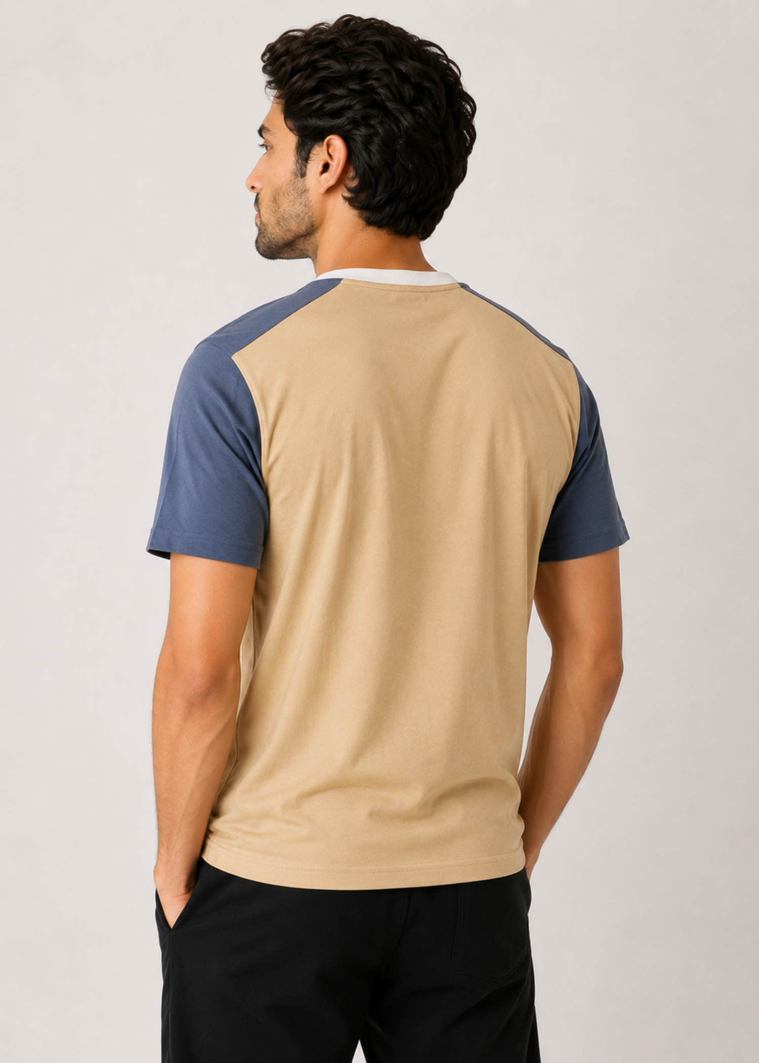 cotton T Shirt in Sapphire blue, champagne
