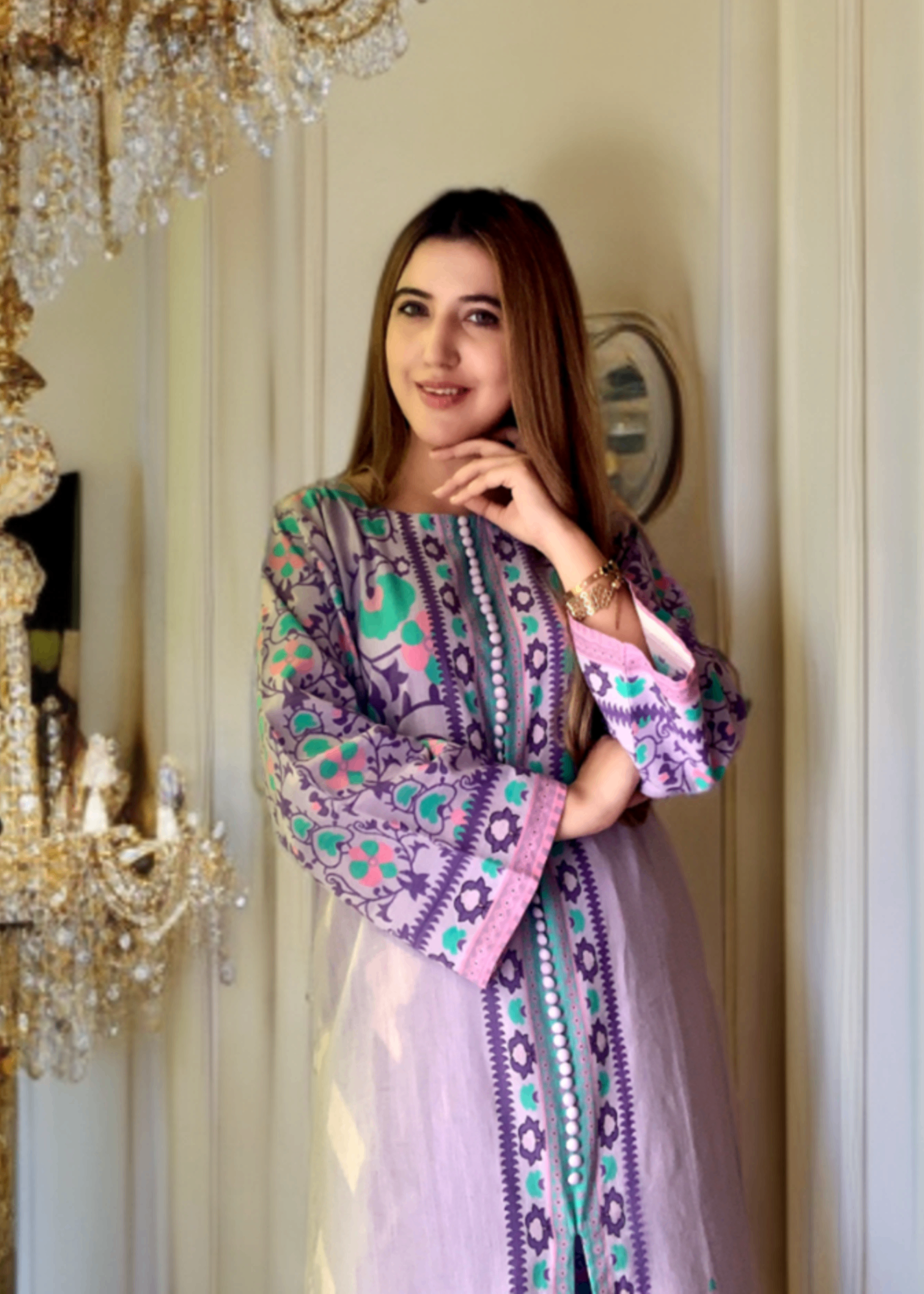 khaddar Kurta Set in Lilac