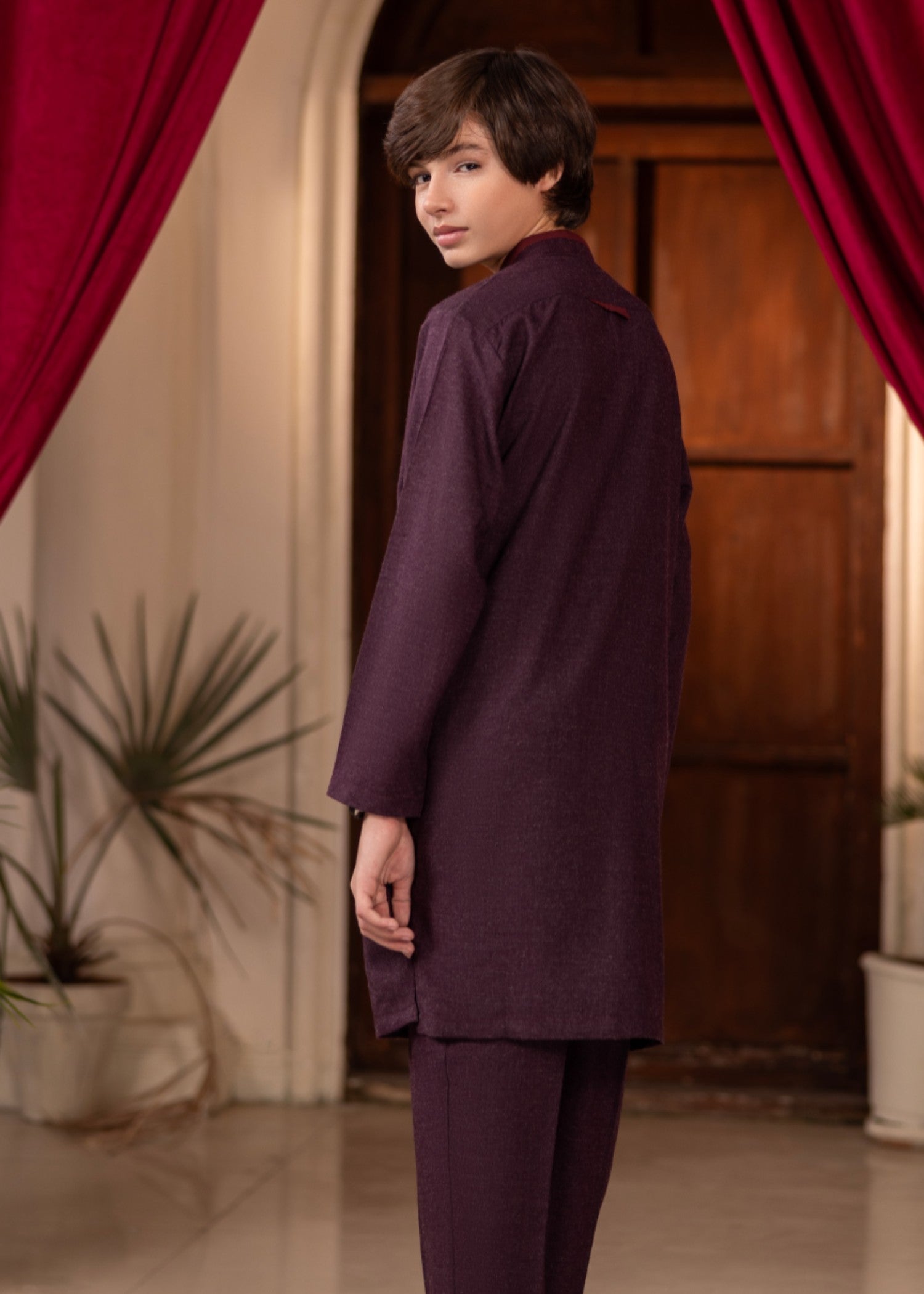 wool Kurta Set in Purple