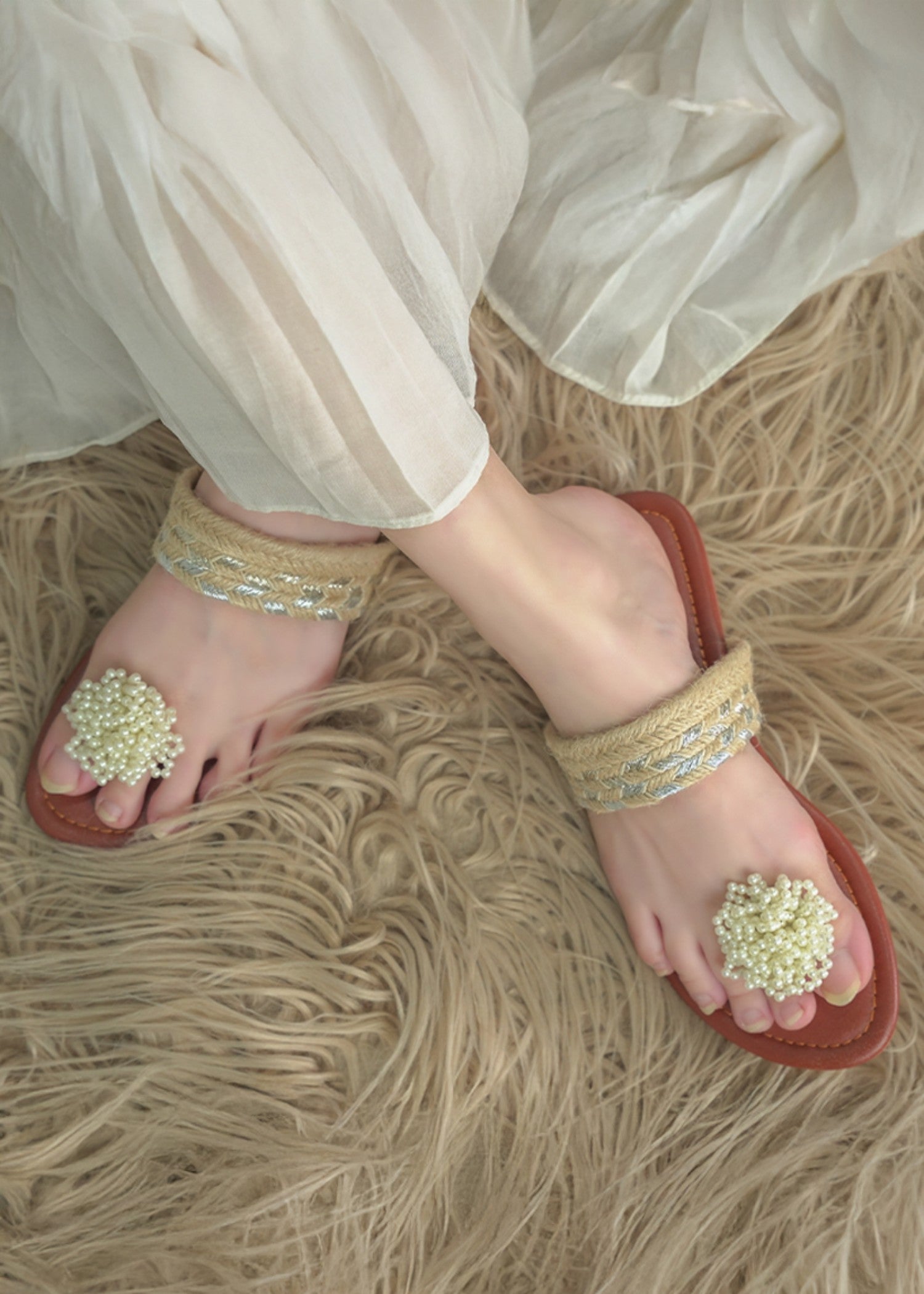 Kolapuri in Beige by - High Quality Women Kolapuri OEX1677