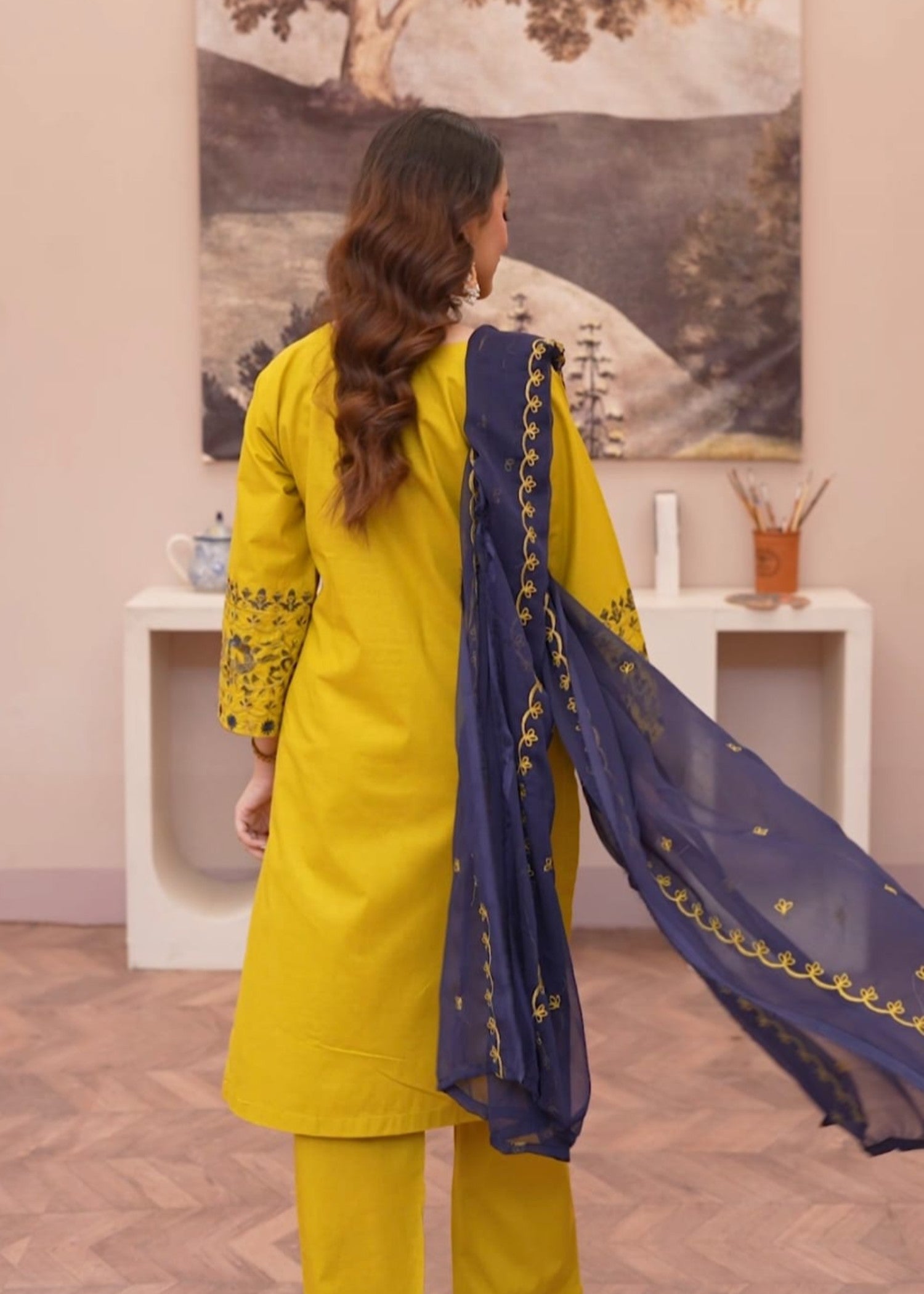 cotton Kurta Set in Pear