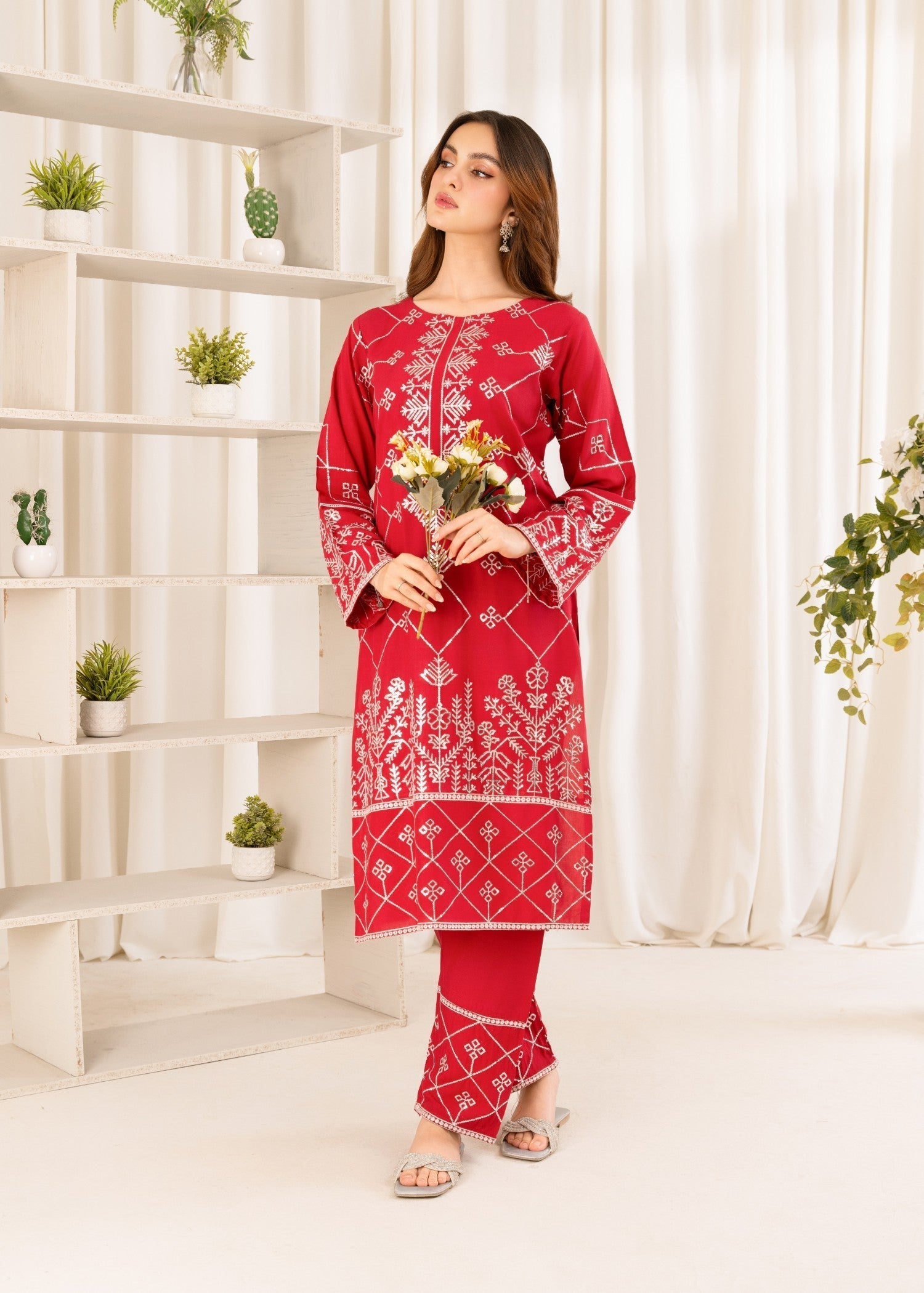 cotton viscose Co Ord Sets in Red