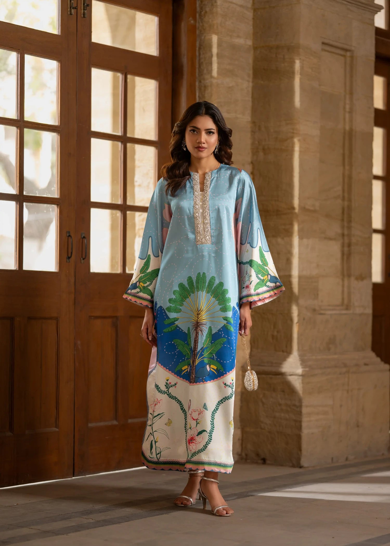 silk Kurta Set in Multi