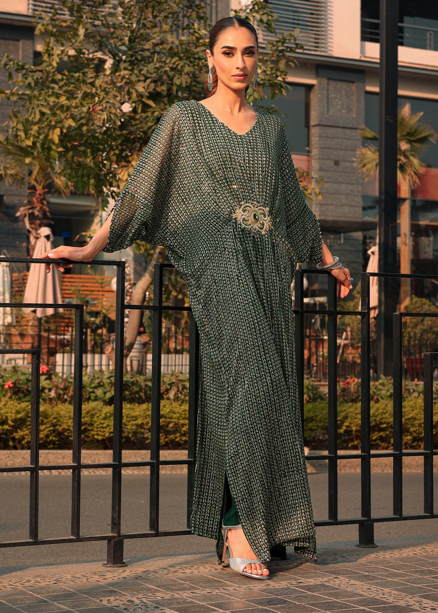 chiffon Kaftan in Green