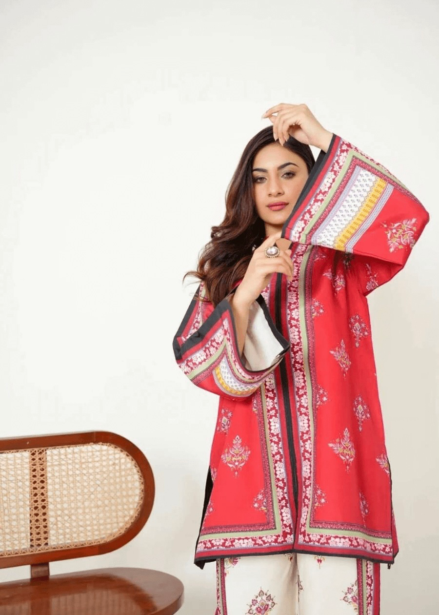poly lawn Co Ord Sets in Red