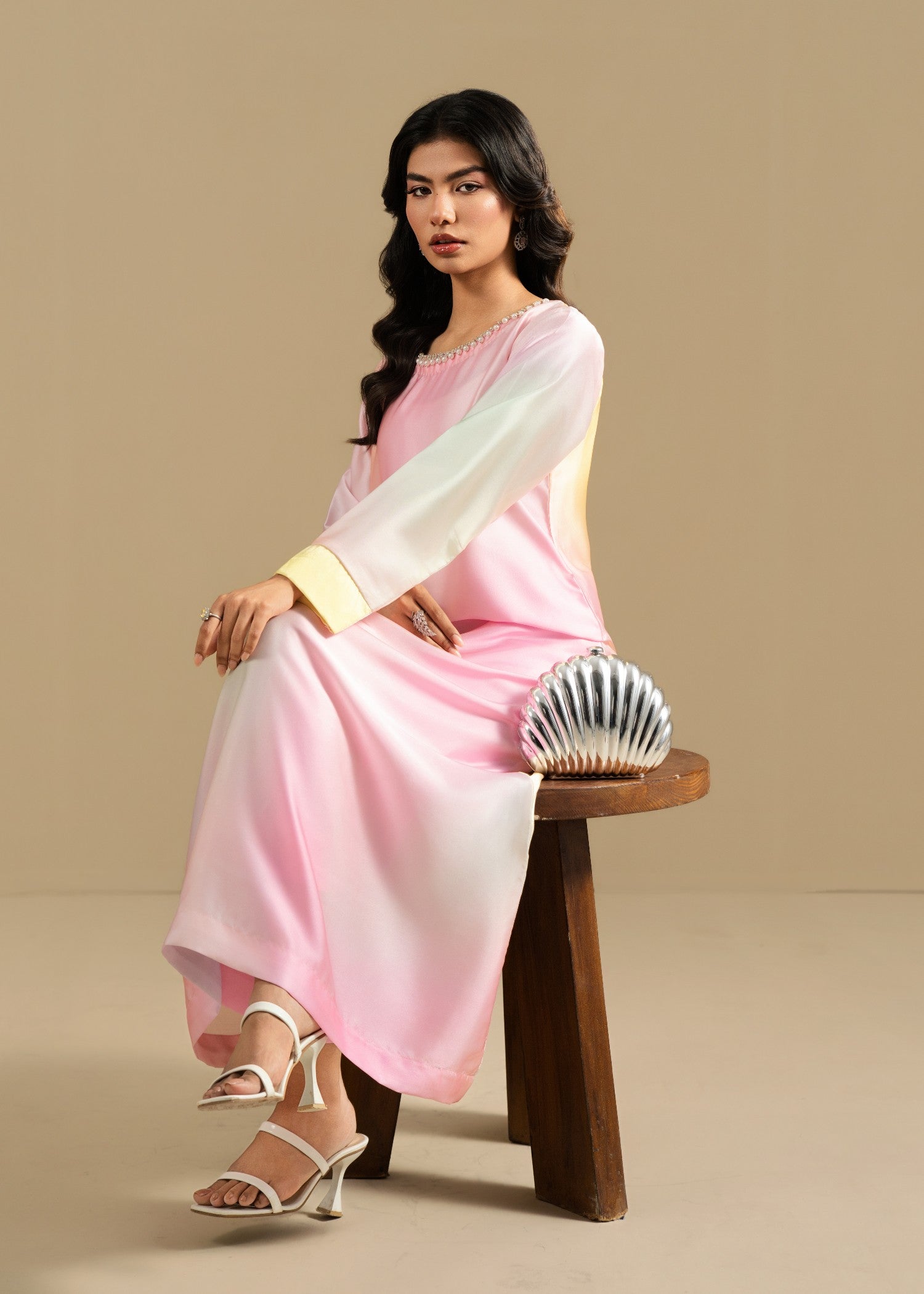 silk charmeuse Maxi in Pink