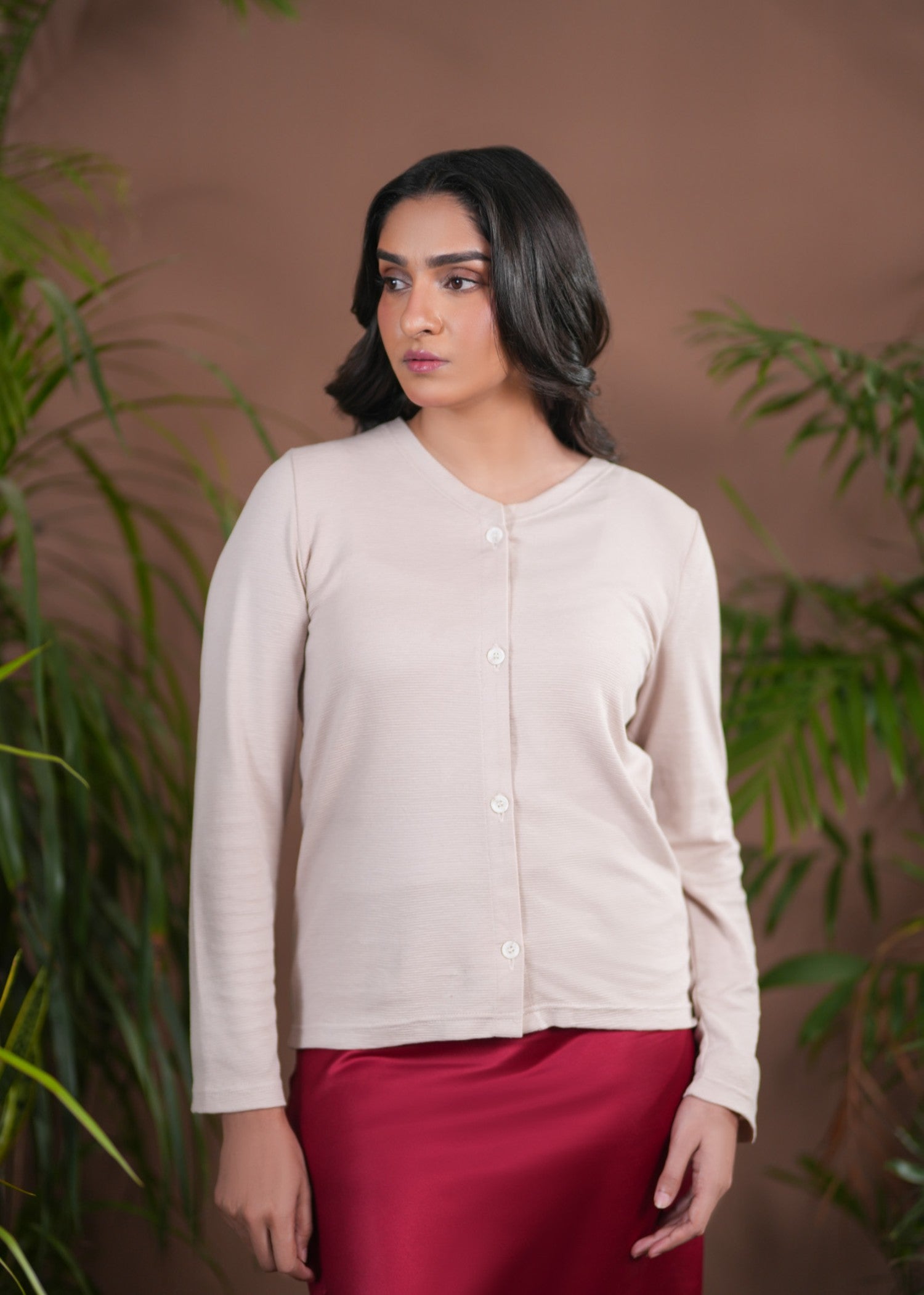jersey knit Cardigan in Peach pink