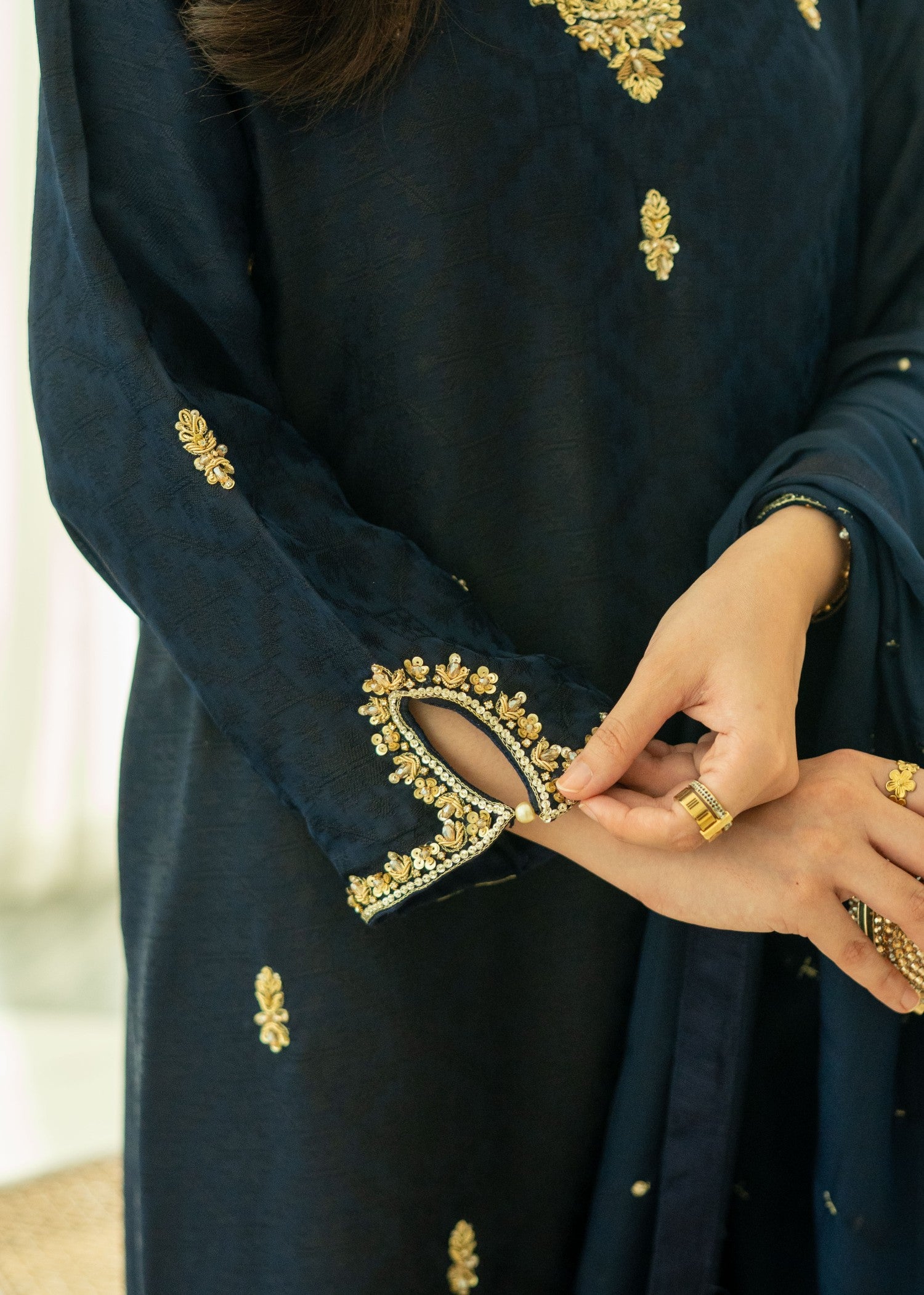 silk Kurta Set in Moonlight blue