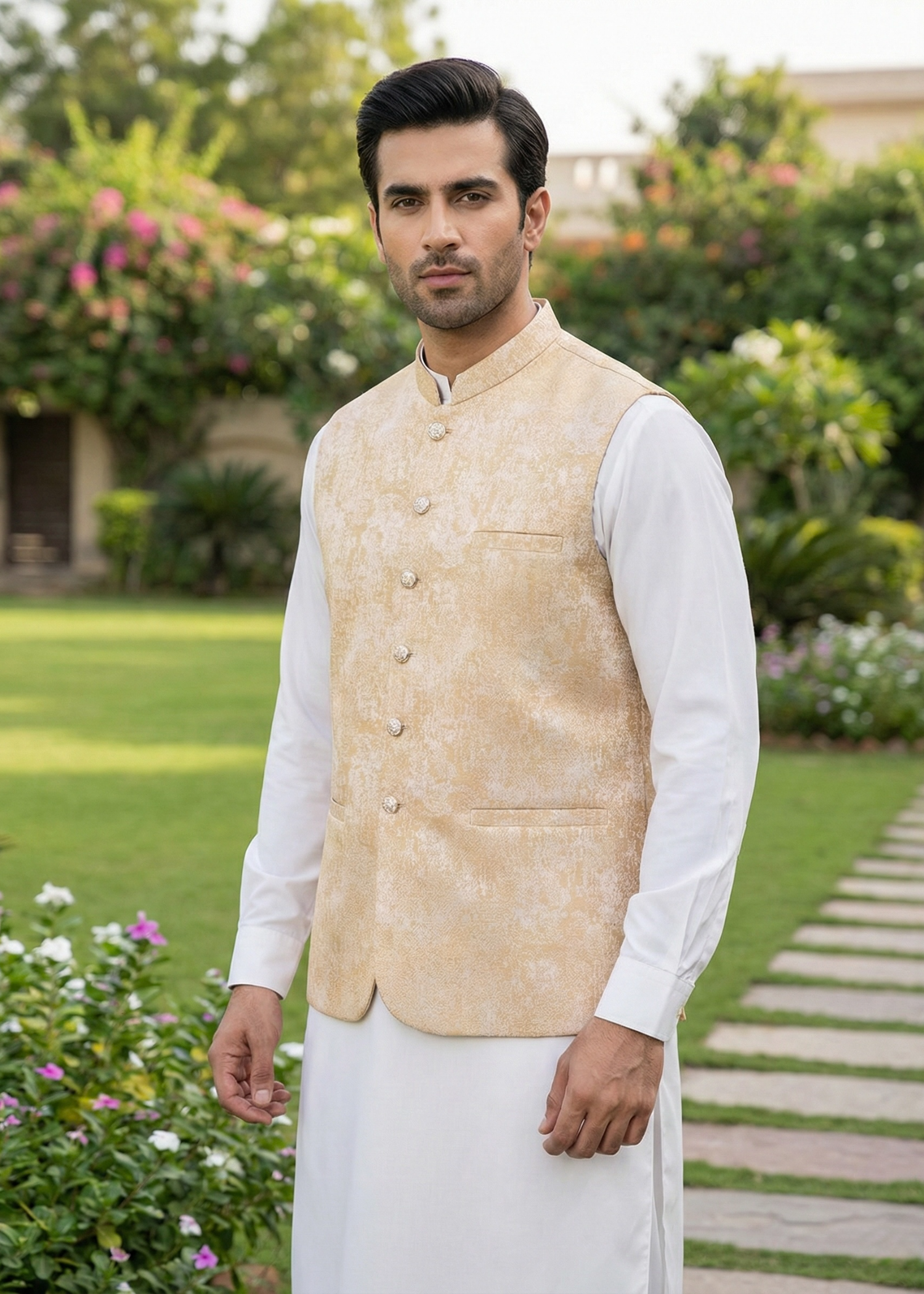 silk Waistcoat in Gold