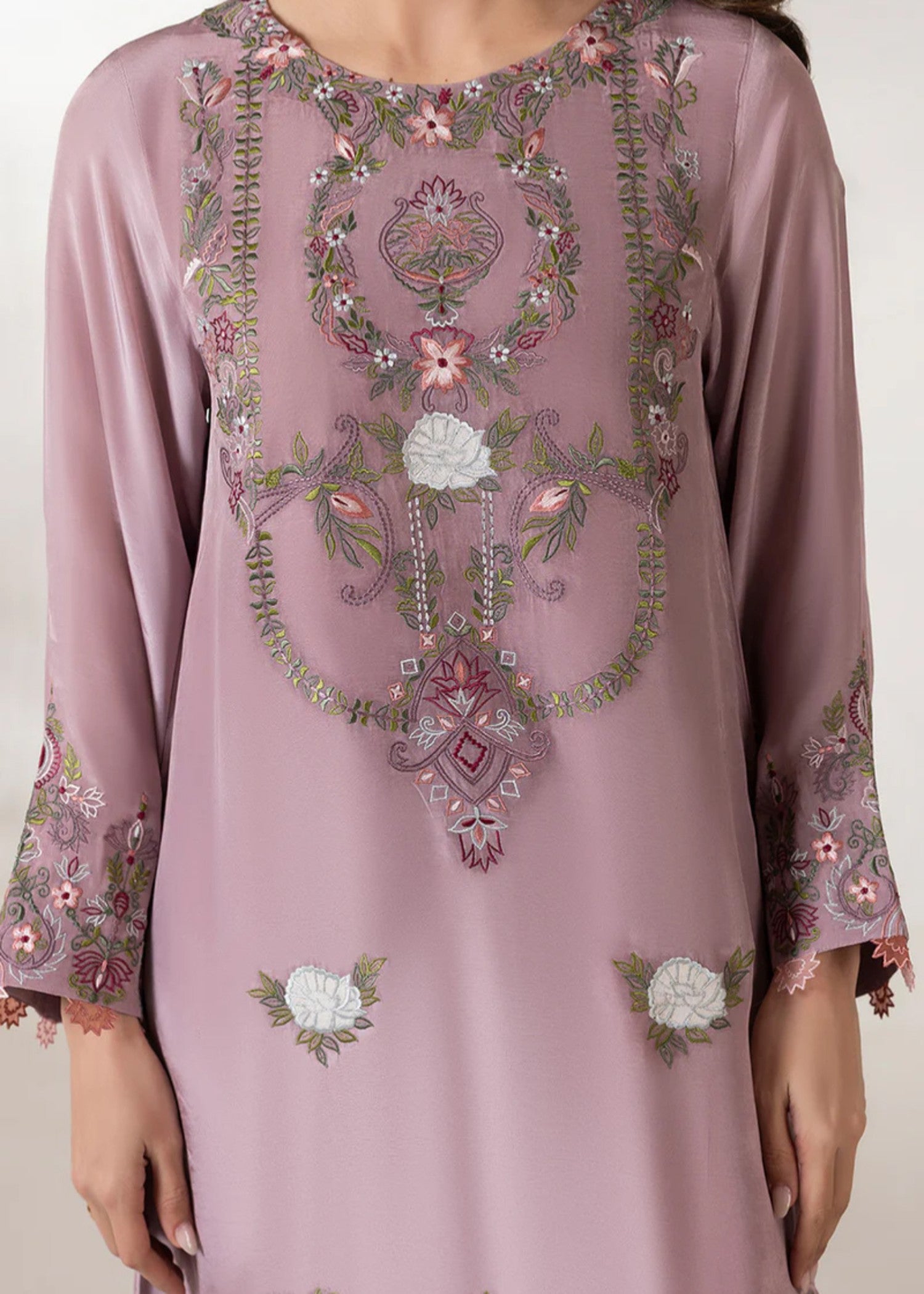 cotton silk Kaftan in Mauve pink