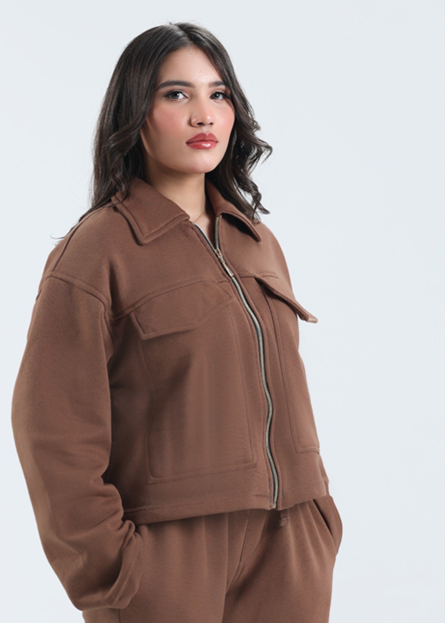 terry Jacket in Camel brown