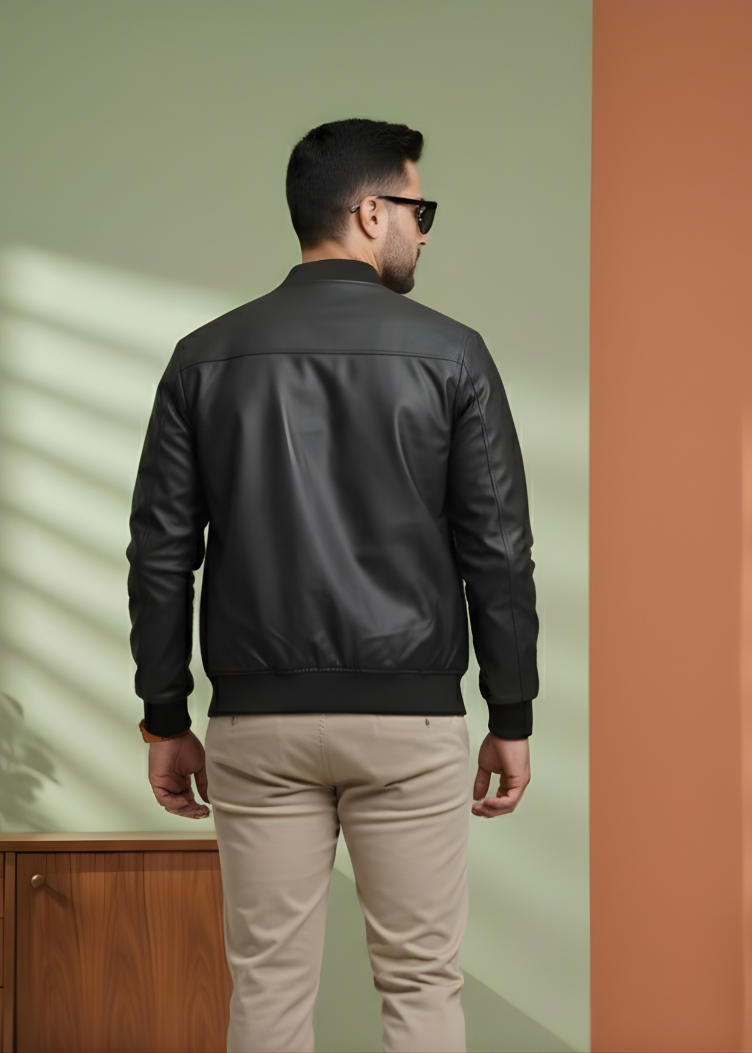 faux leather Jacket in Black
