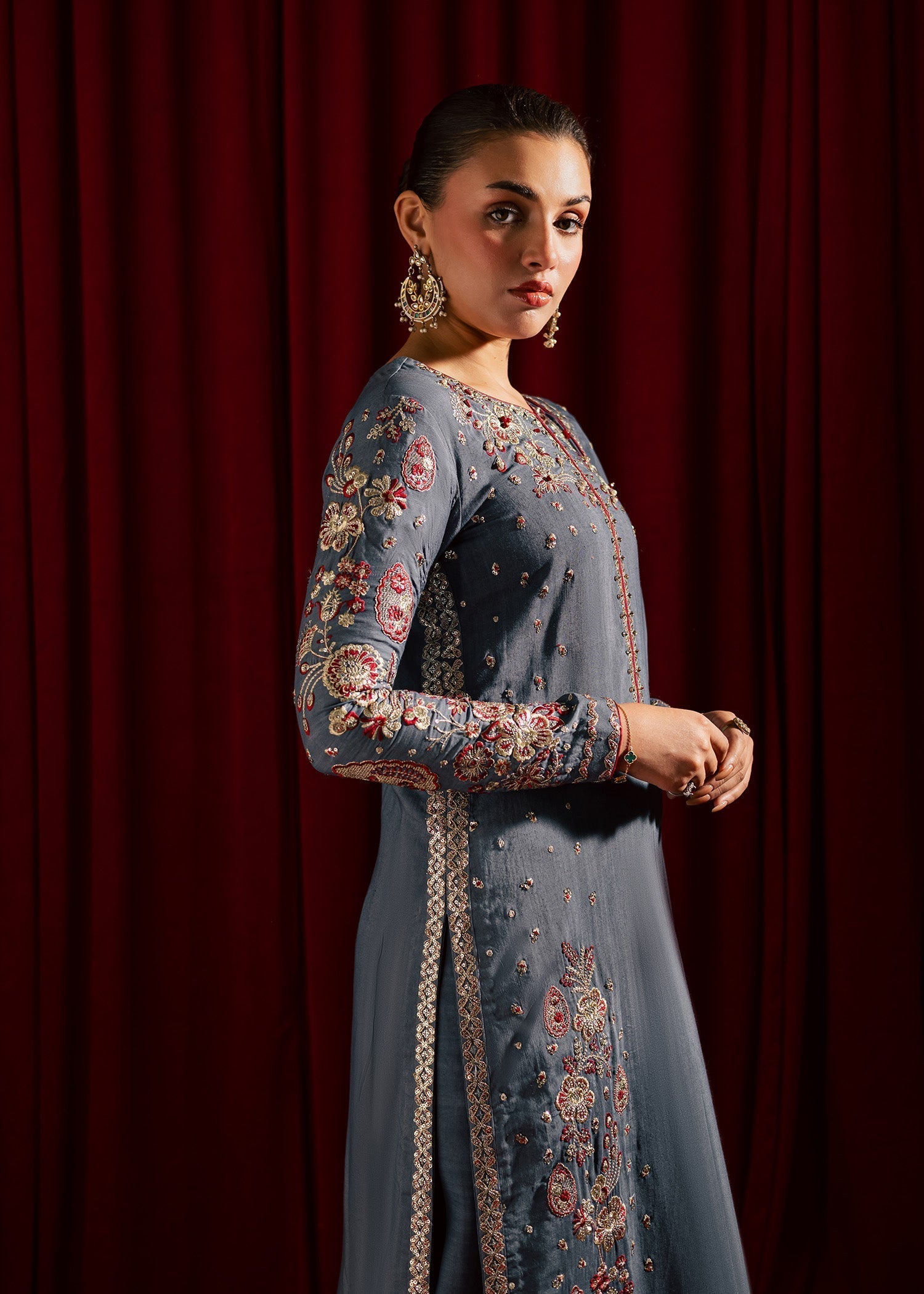 medium silk Kurta Set in Grey