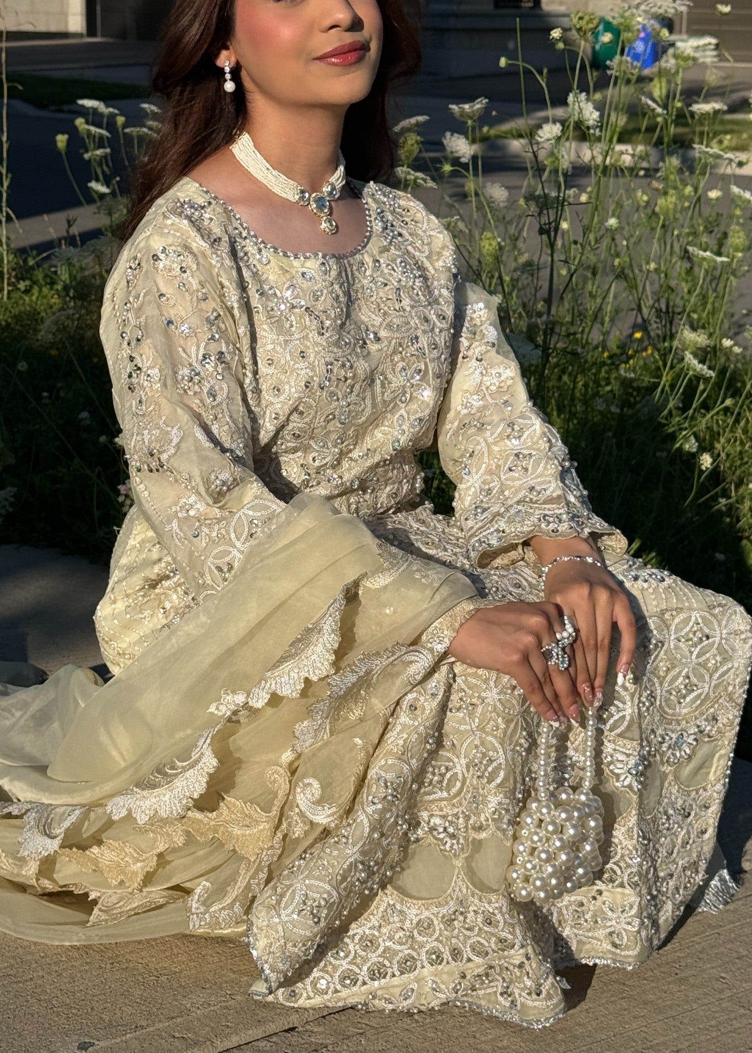 organza Sharara in Buttercream