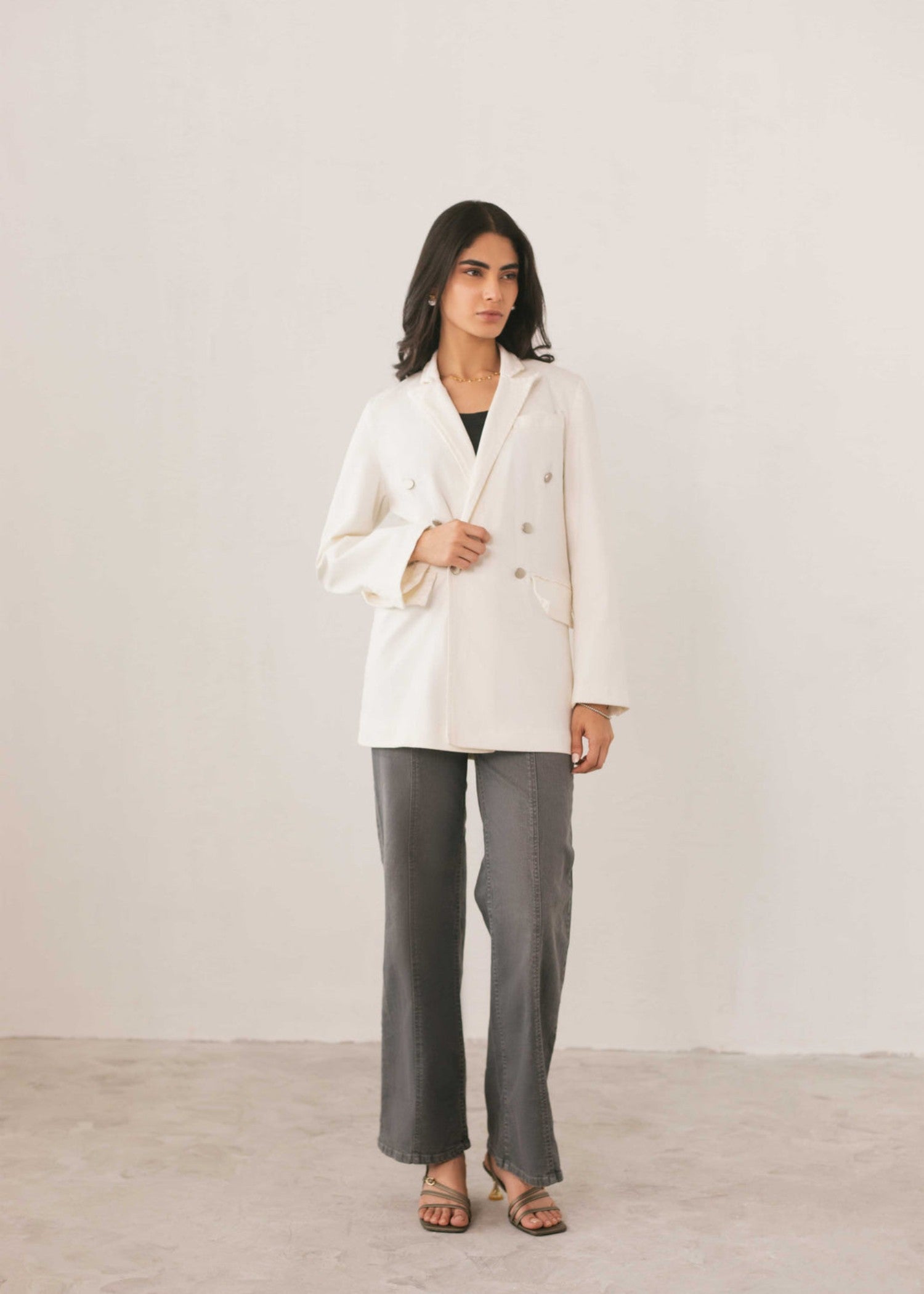 cotton Blazer in White