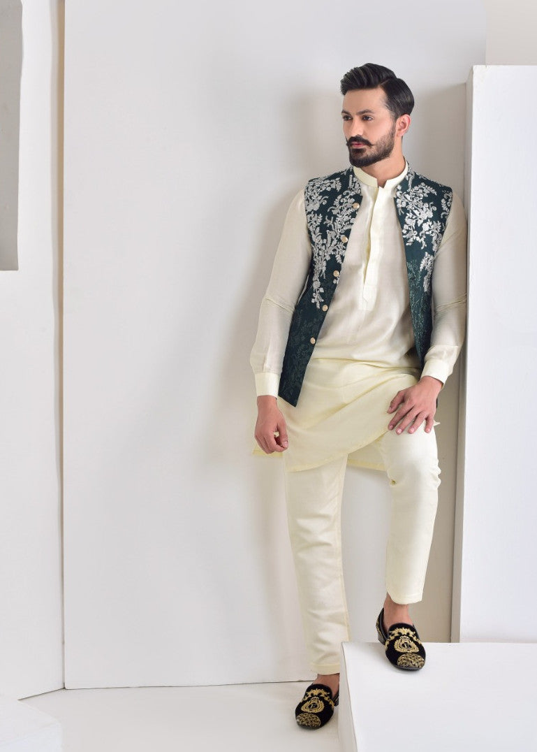 cotton linen Waistcoat in Green