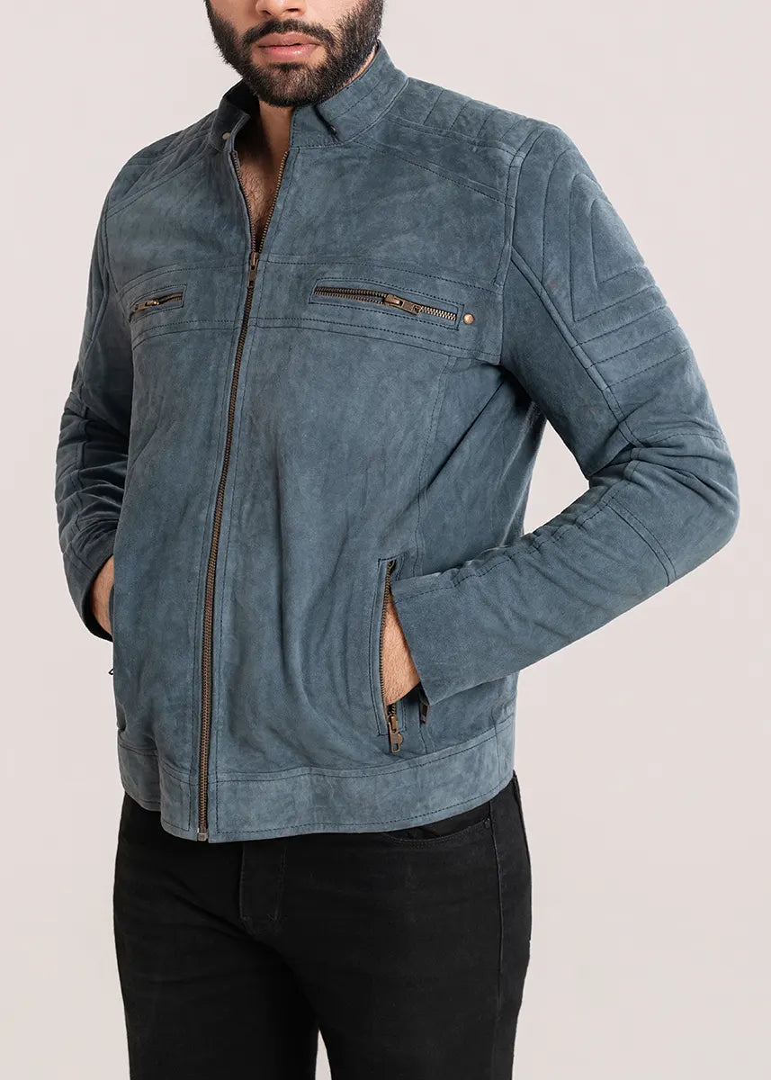 leather Jacket in Blue