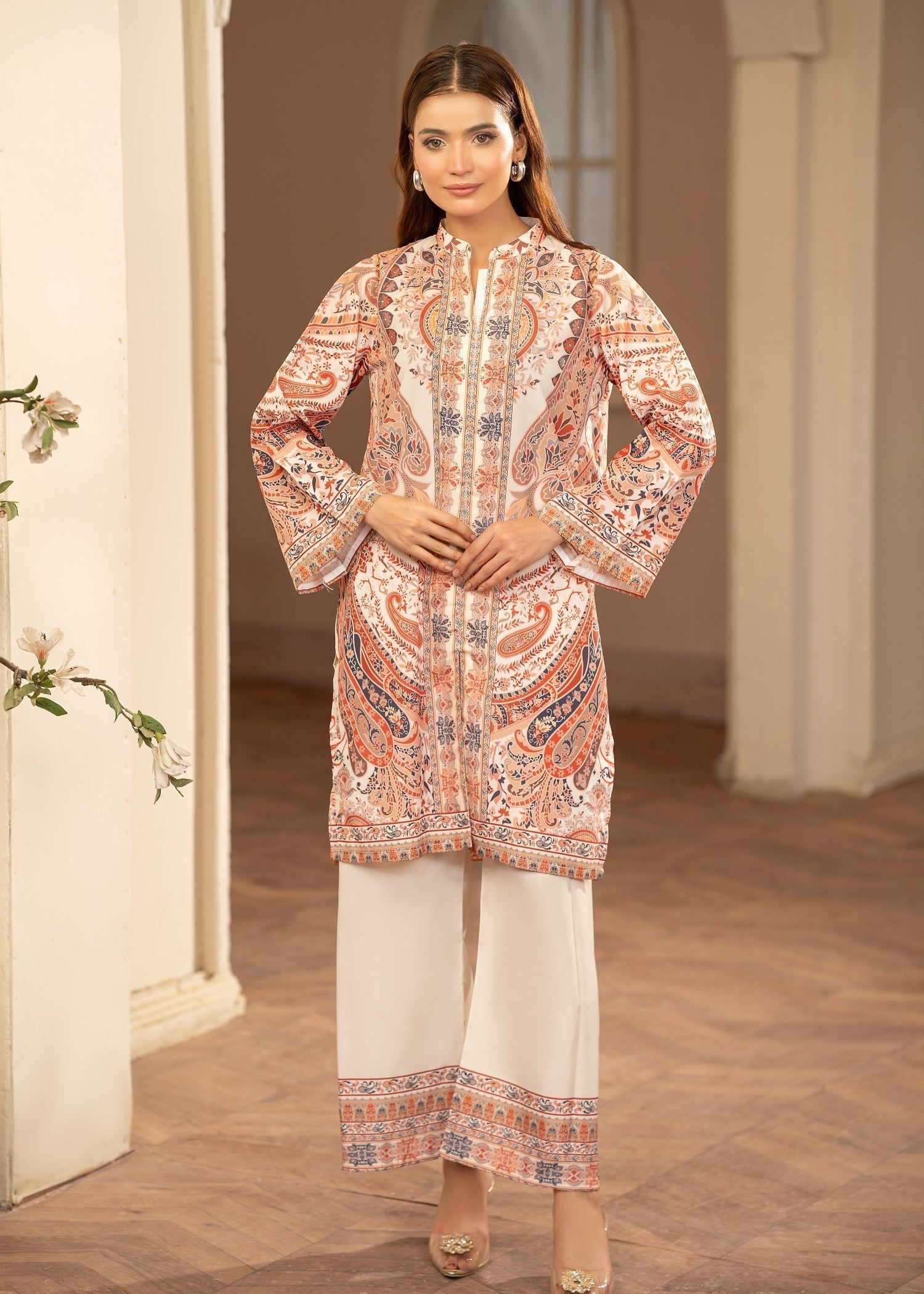 crepe Kurta Set in Multi