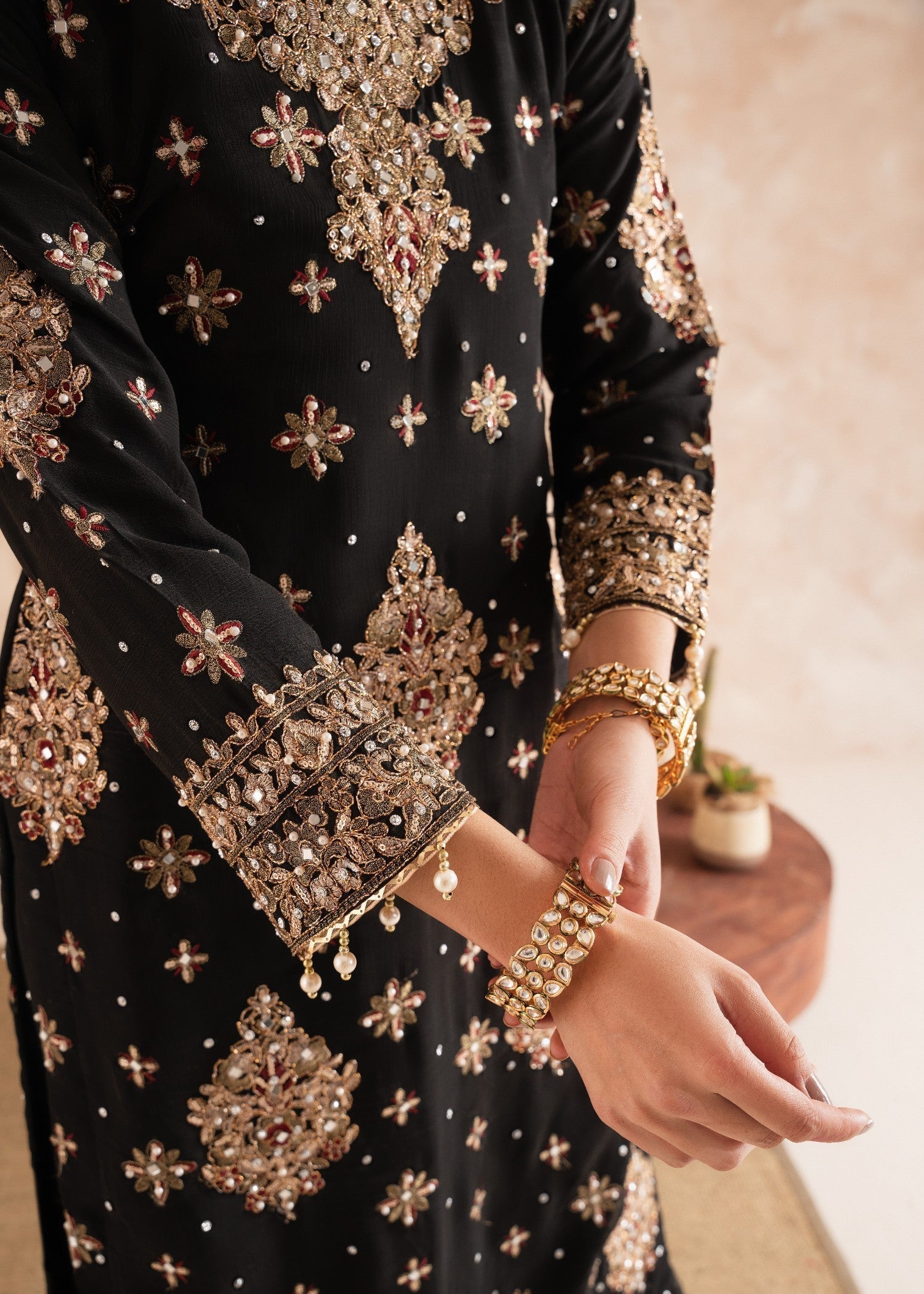 chiffon Gharara in Black
