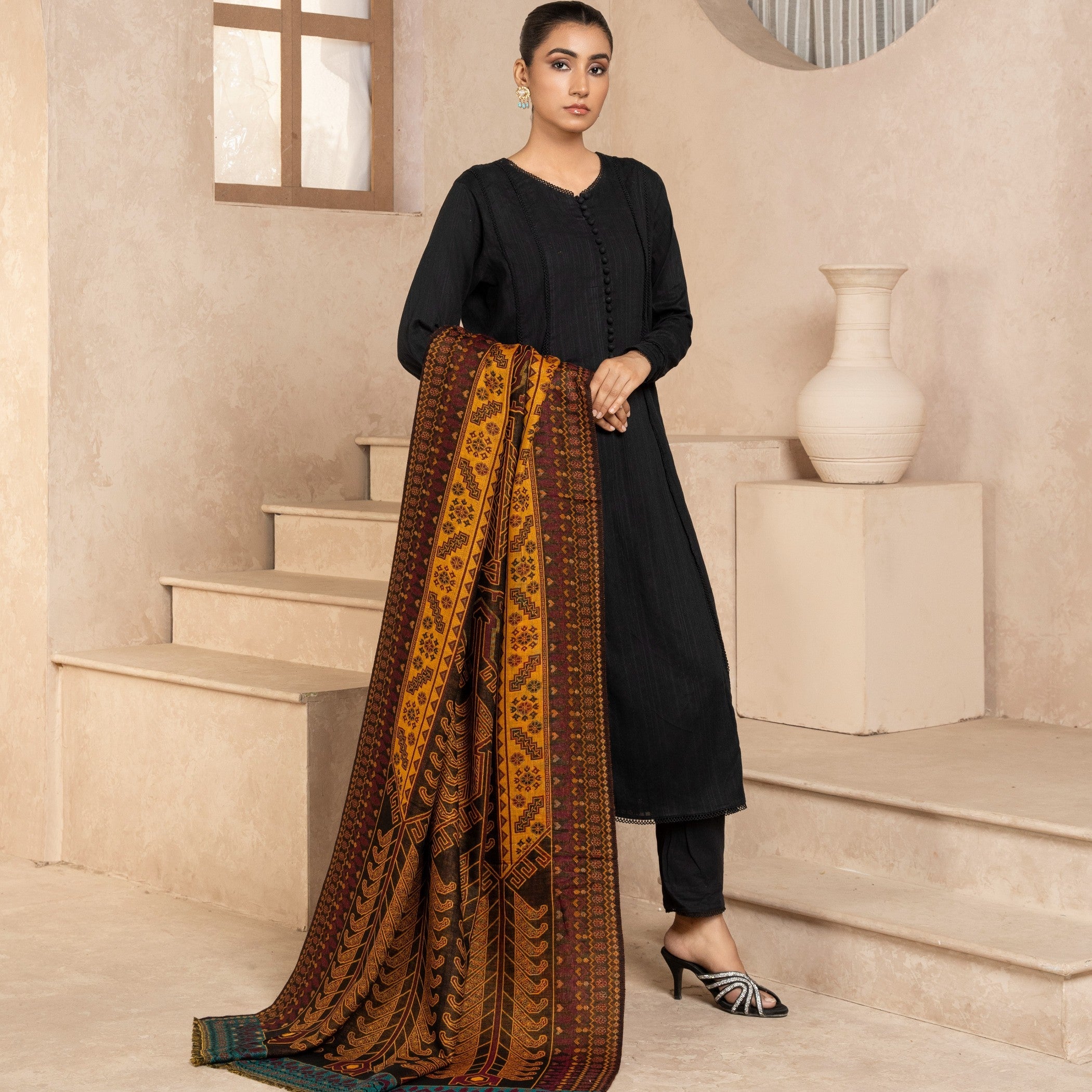 Shawl in Mustard Color by - Trendy Women Shawl FSK9306