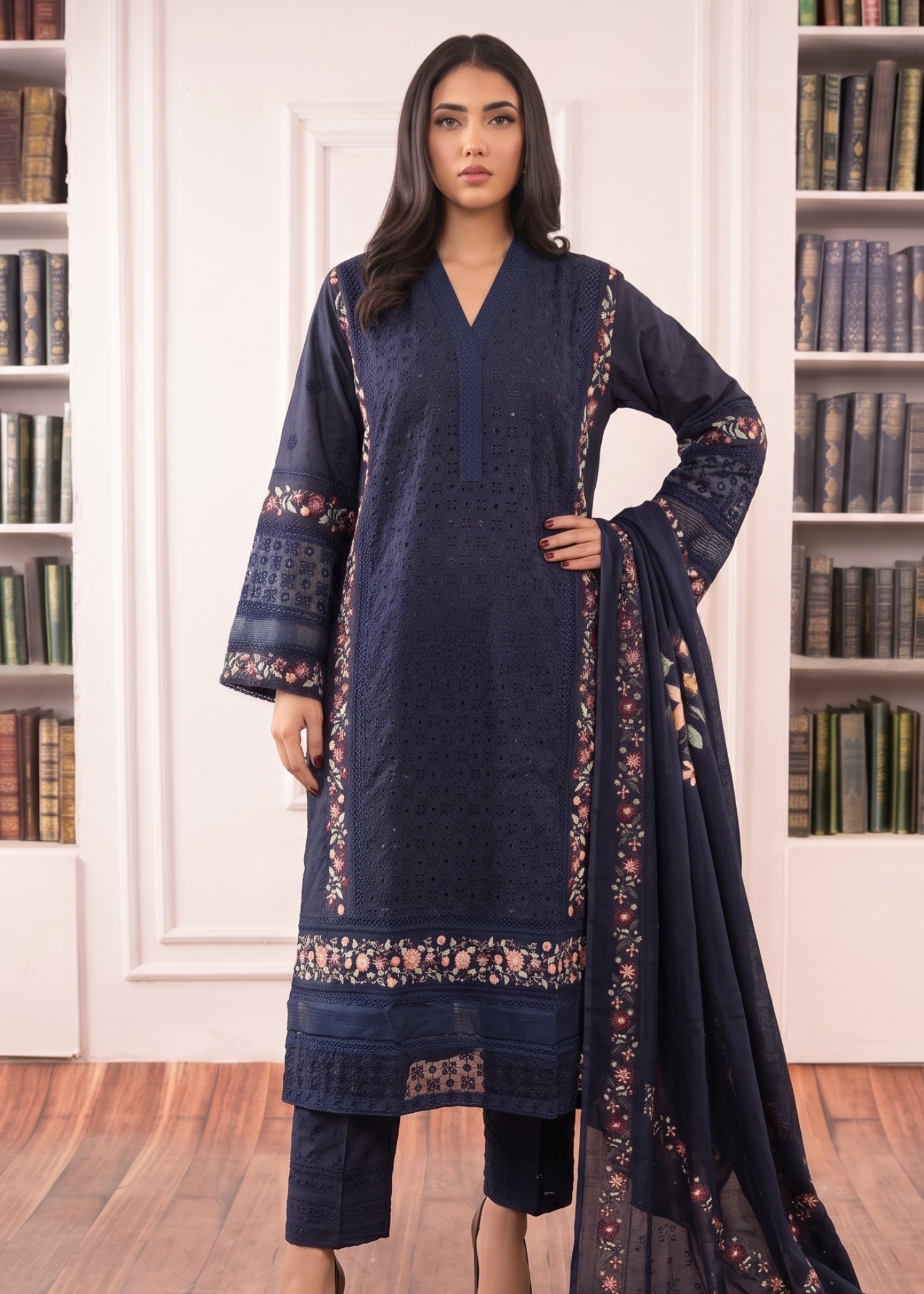 cotton Kurta Set in Midnight