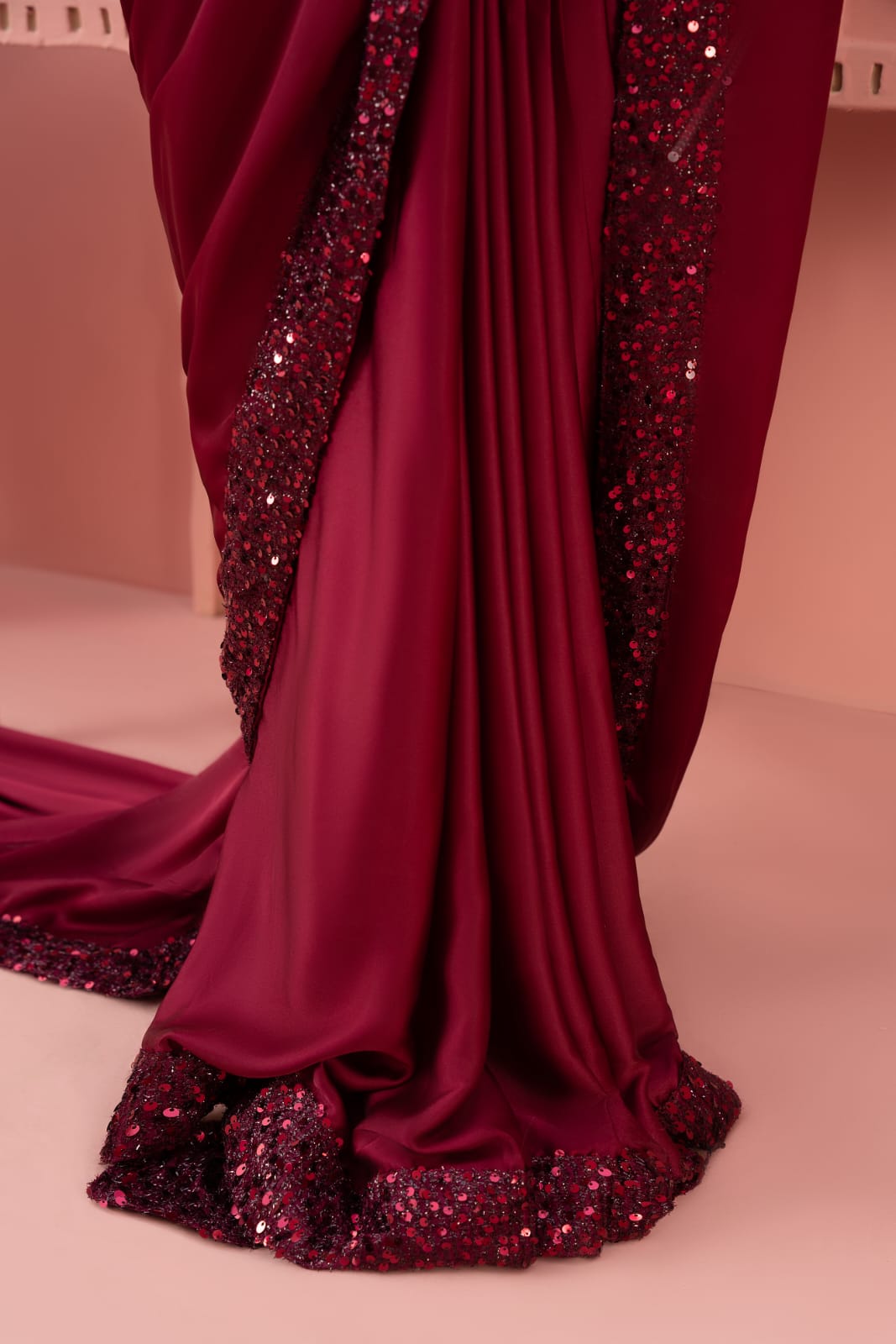 net Saree in Maroon